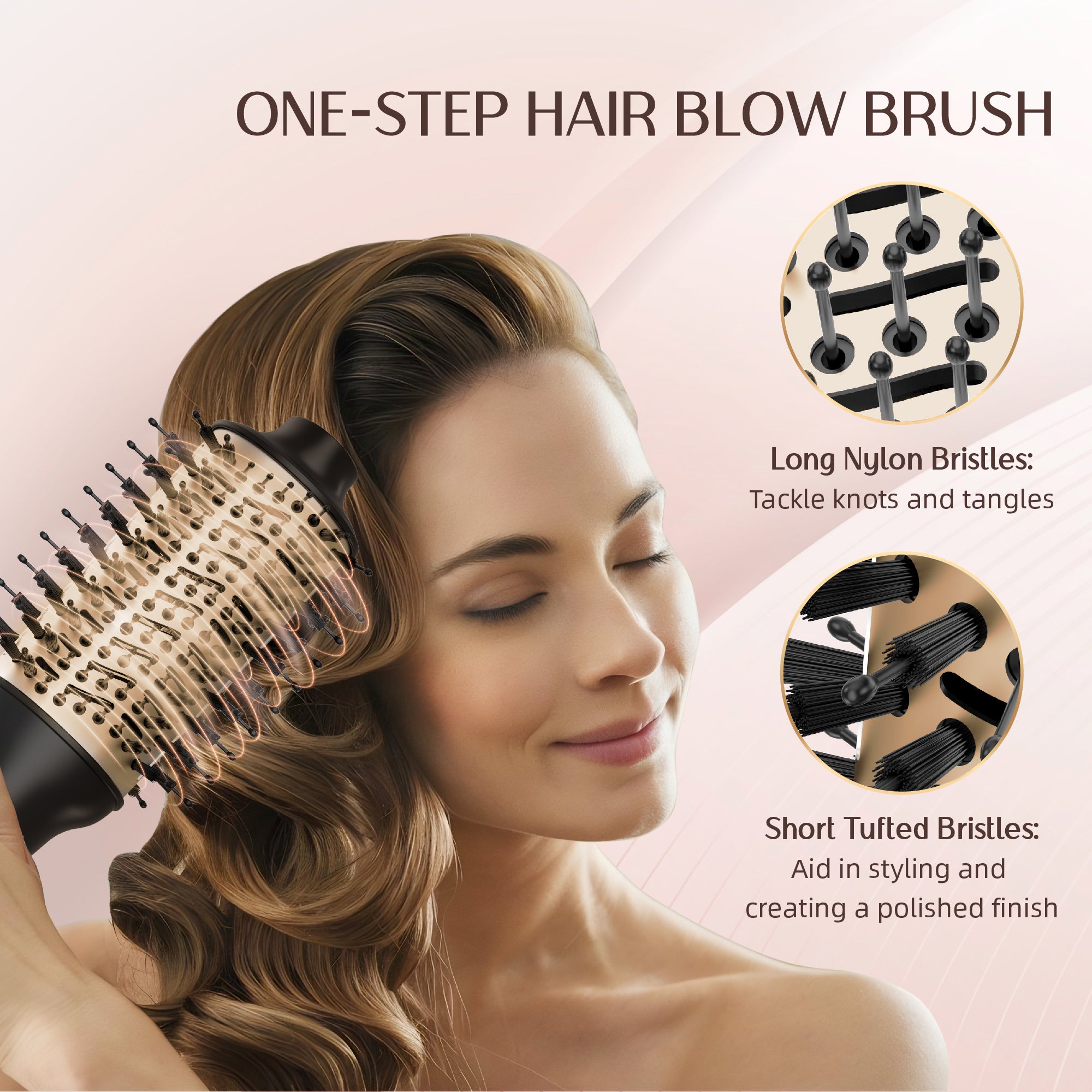SKIMI Hair Dryer Brush,Blow Dryer Brush in One, Hot Air Dryer,Display Screen,Ceramic Barrel,Black
