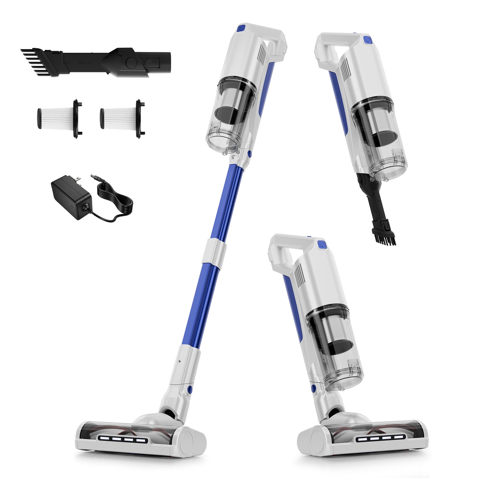 whall Cordless Vacuum Cleaner, Lightweight Stick Vacuum with 55mins Runtime, Powerful Suction, Rechargeable Cordless Vacuum for Carpet, Pet Hair, Blue