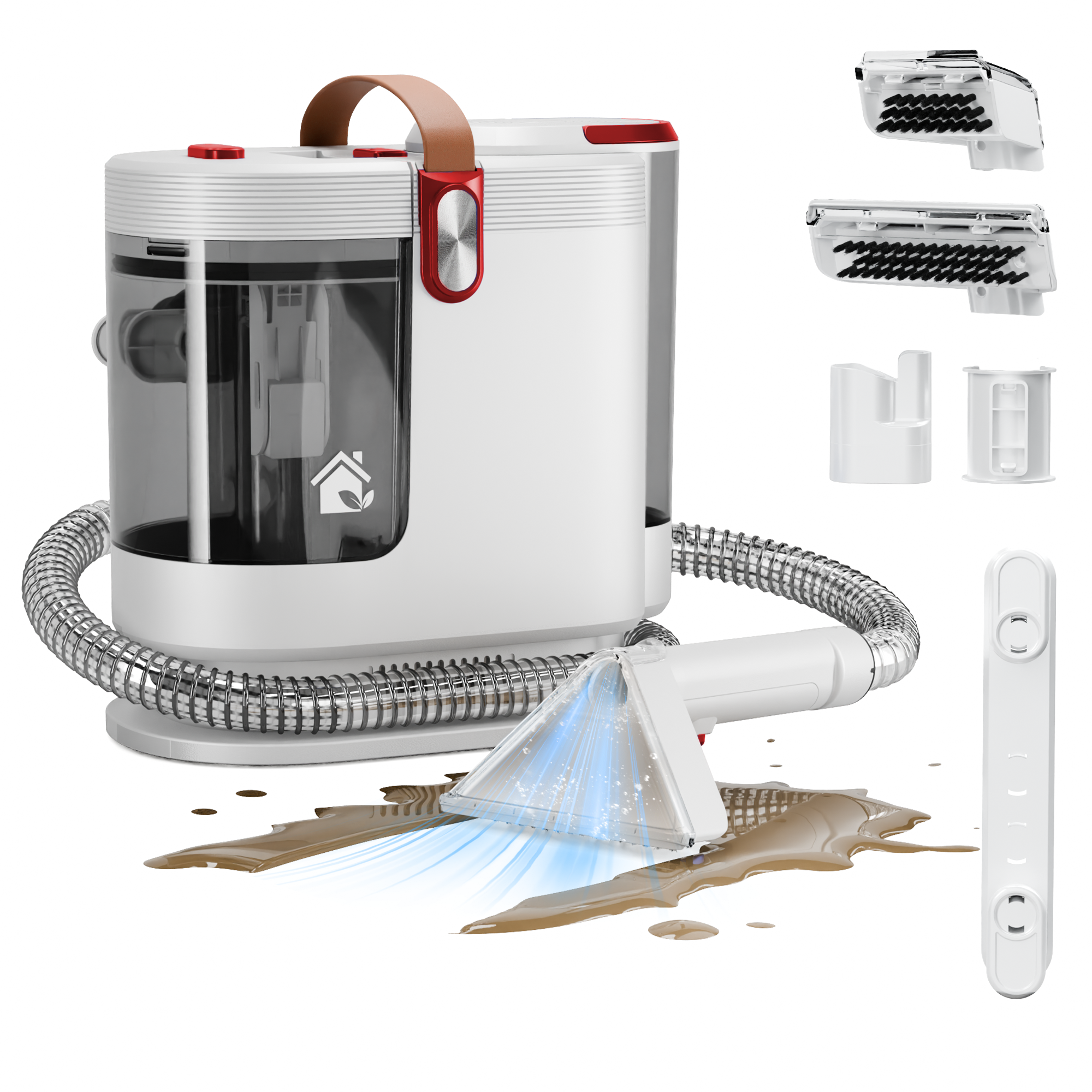 WURESE Portable Carpet Cleaner Machine, Couch Cleaner Machine, 15Kpa Upholstery Washer with 3 Tools, 54oz Large Water Tank, 16.4ft Power Cord, Couches