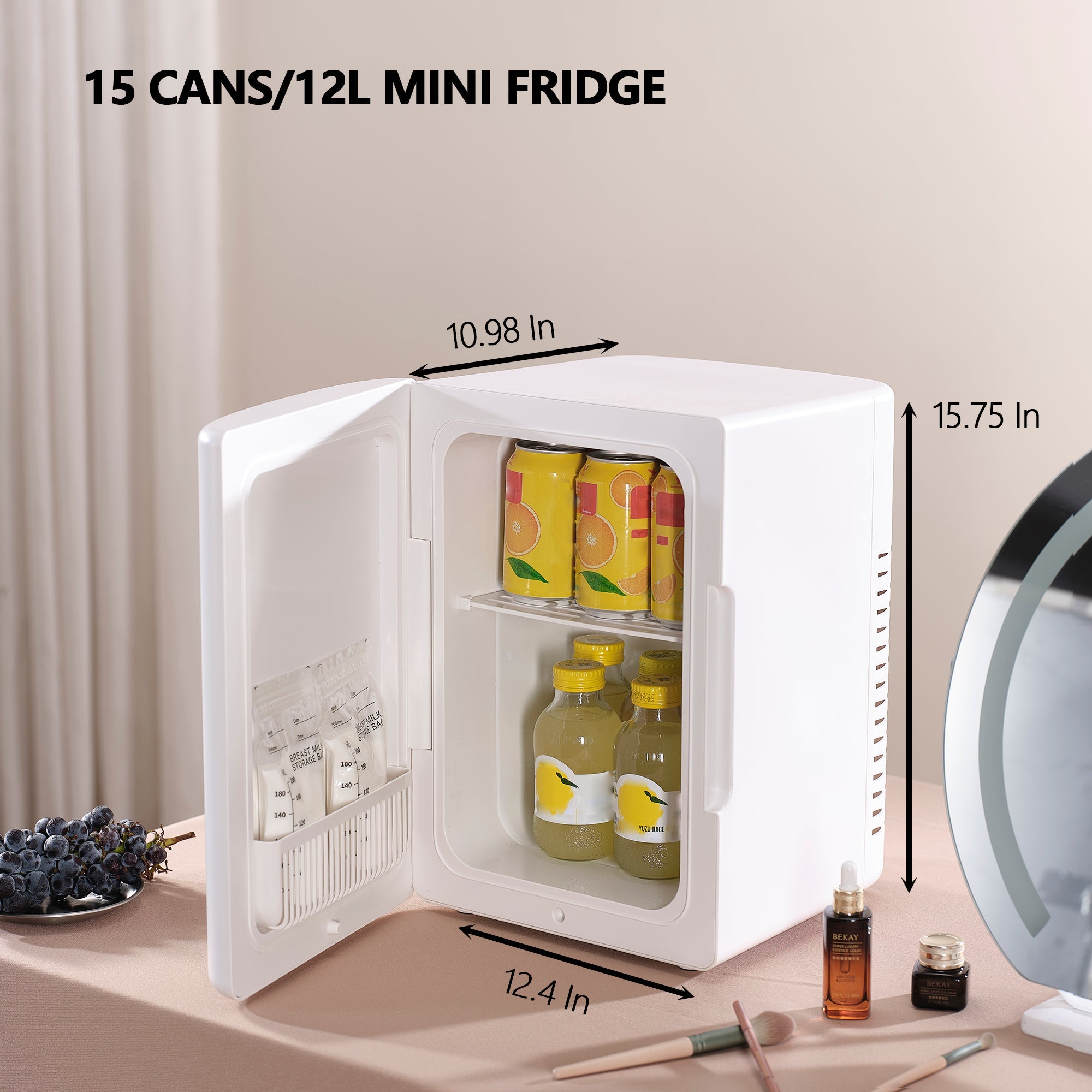 Thrylonx 12L Mini Portable Compact Fridge,120V AC/12V DC Electric Cooler/ Warmer Small Refrigerators