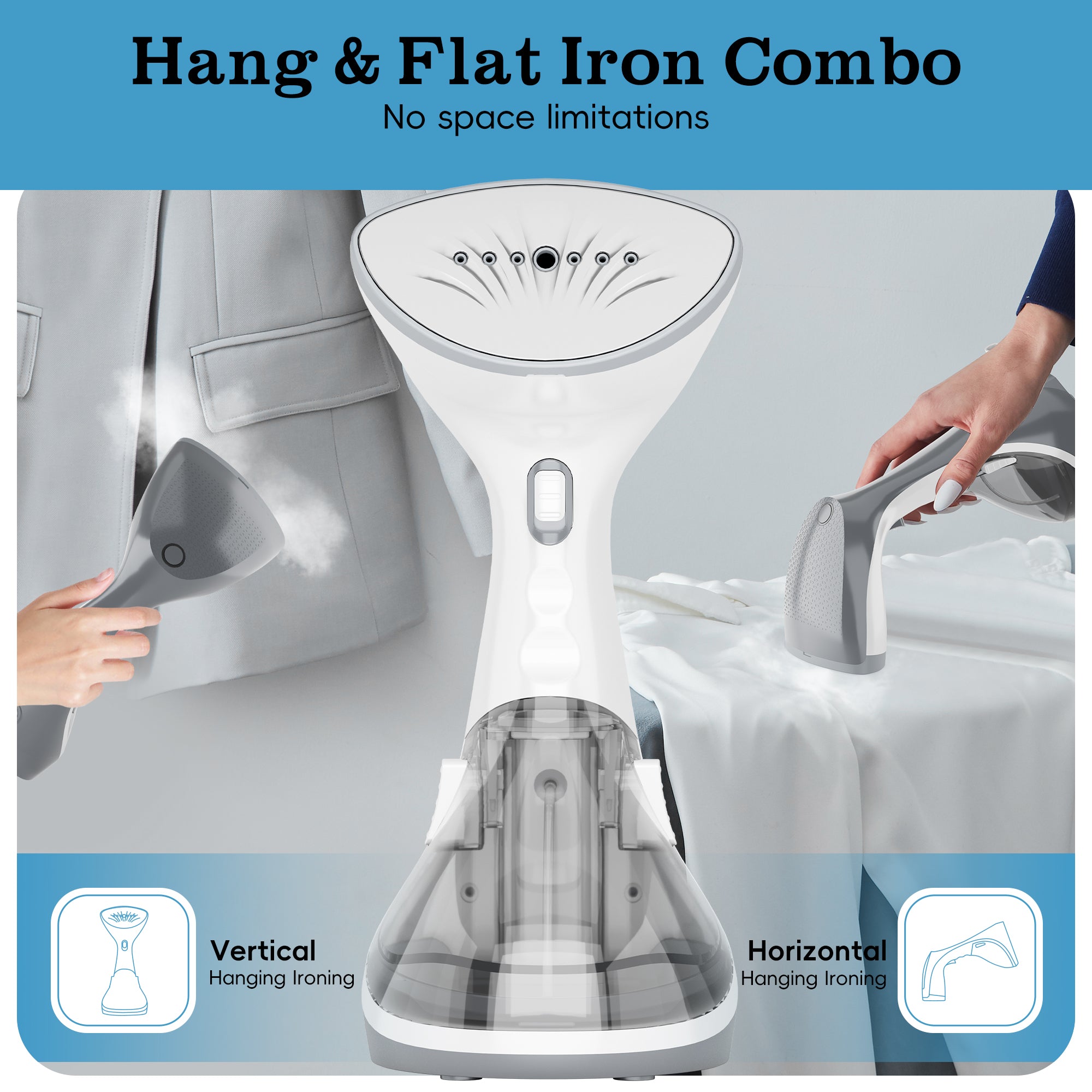 WHALL Steamer for Clothes,Handheld Garment Steamer with Large 260ml Tank,25-Second Heat Up, 1200 Watts