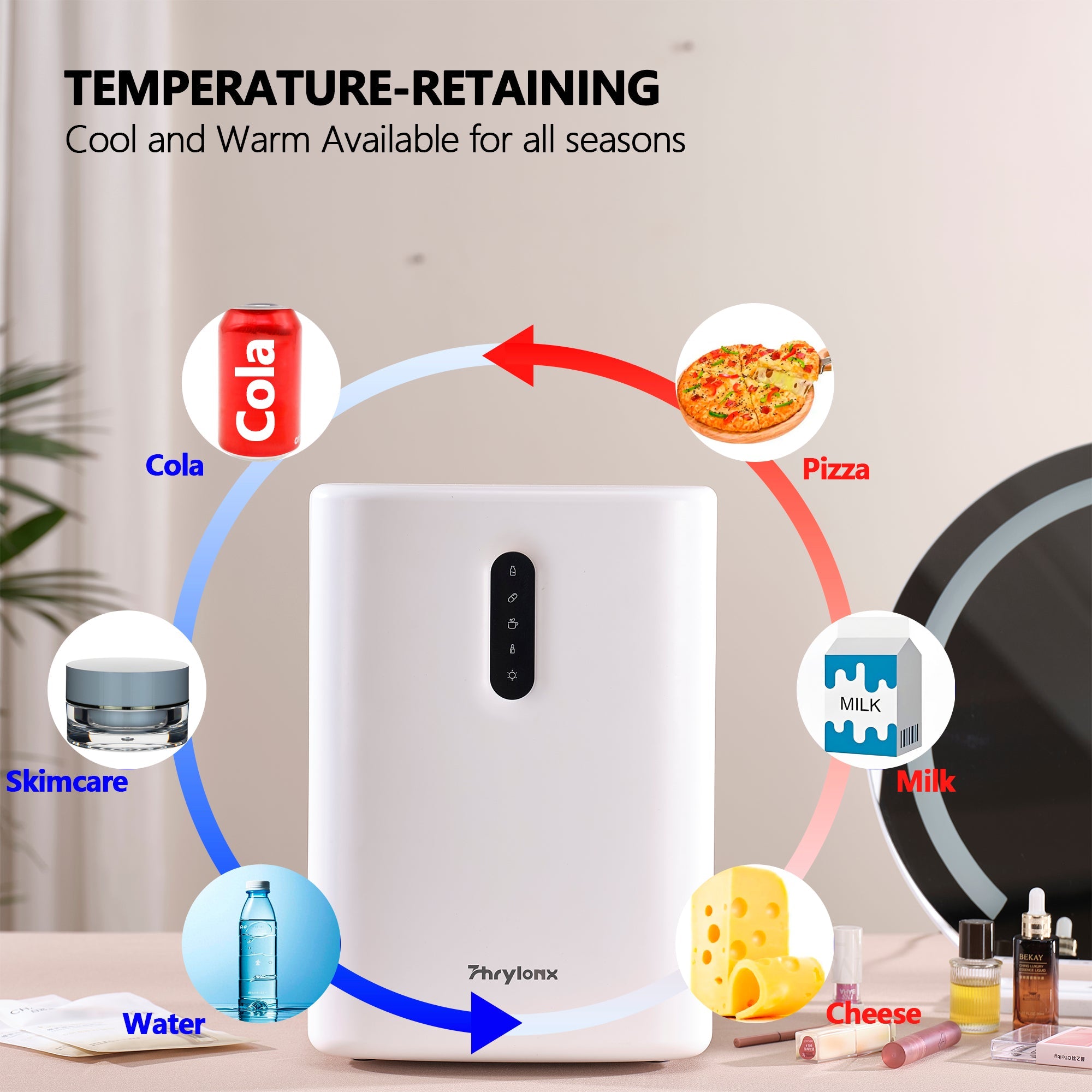 Thrylonx 12L Mini Portable Compact Fridge,120V AC/12V DC Electric Cooler/ Warmer Small Refrigerators