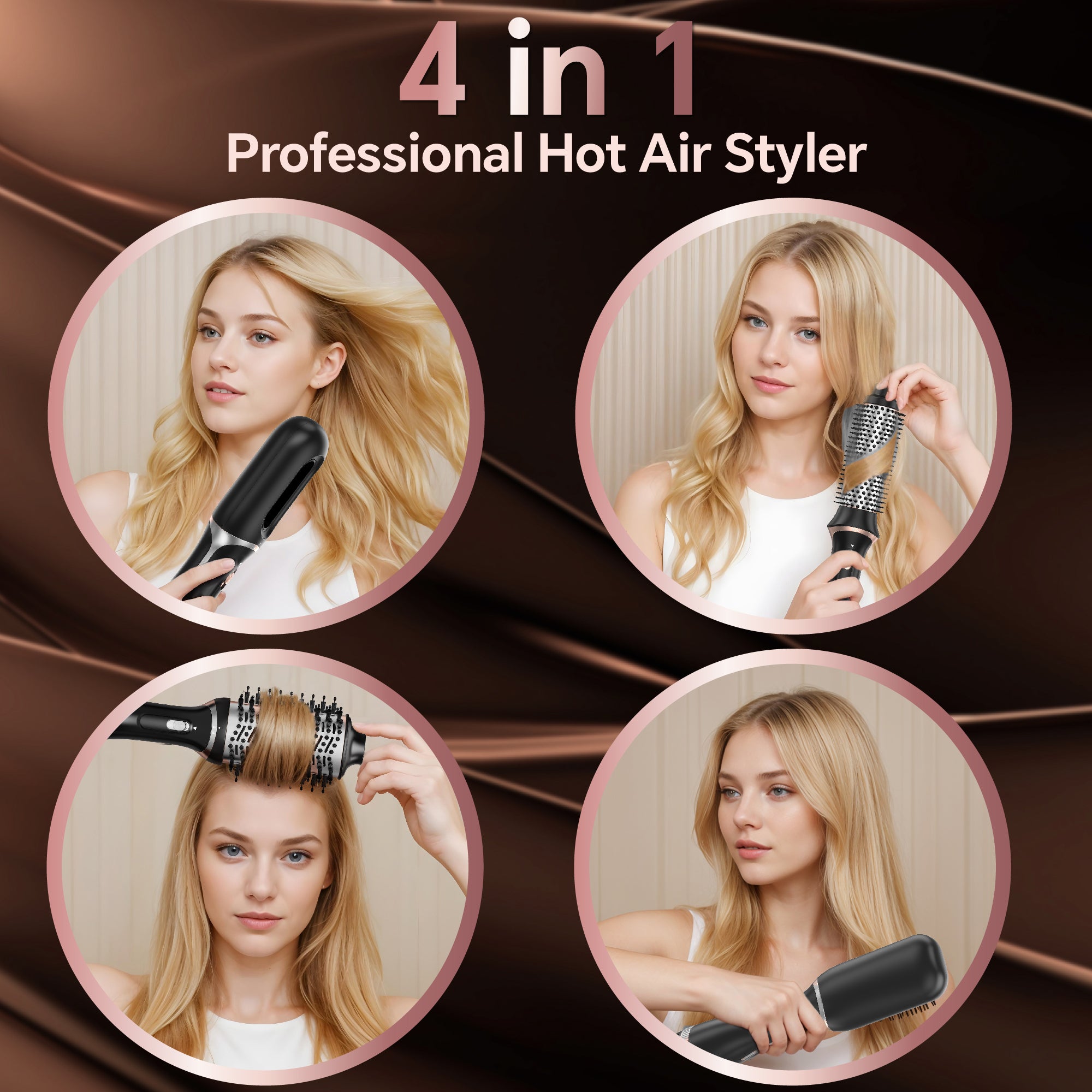 Nicebay Hair Dryer Brush, Black Blow Dryer Brush, Curly, Dry, Oval Hot Air Brush