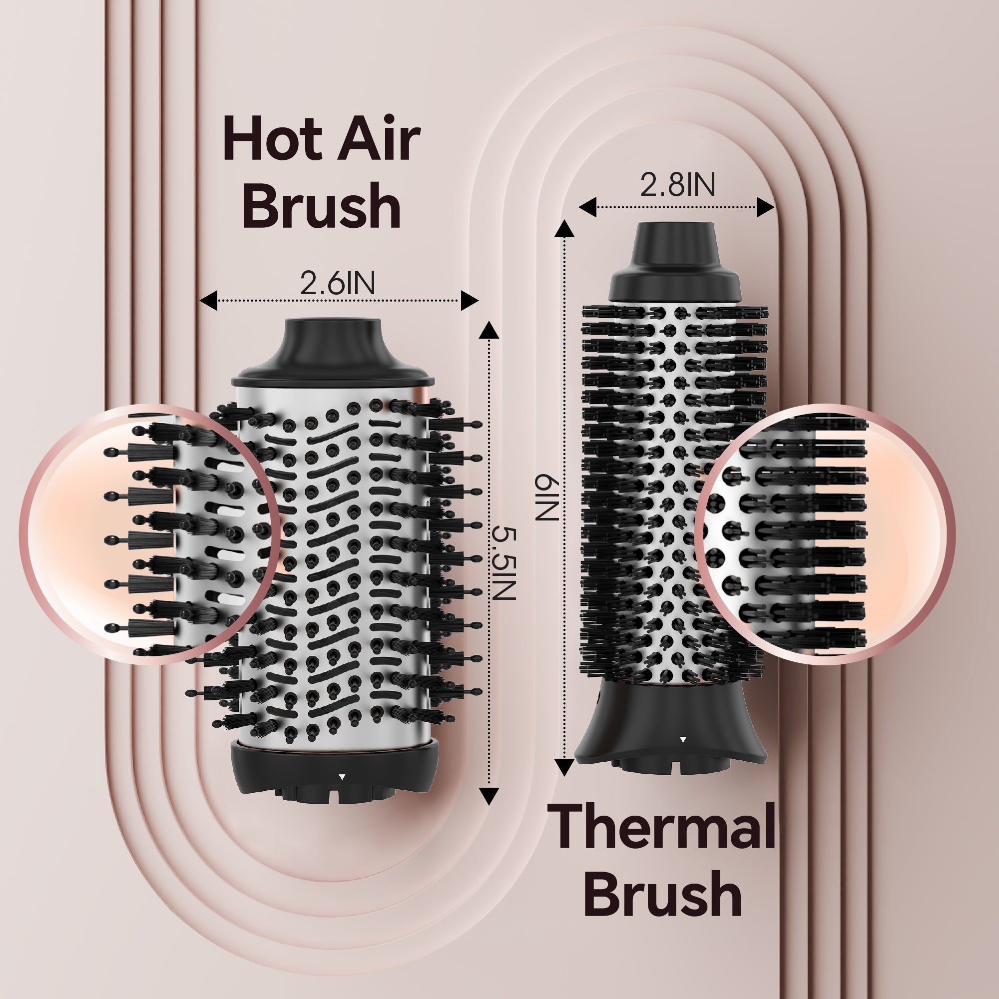 Nicebay Hair Dryer Brush, Black Blow Dryer Brush, Curly, Dry, Oval Hot Air Brush