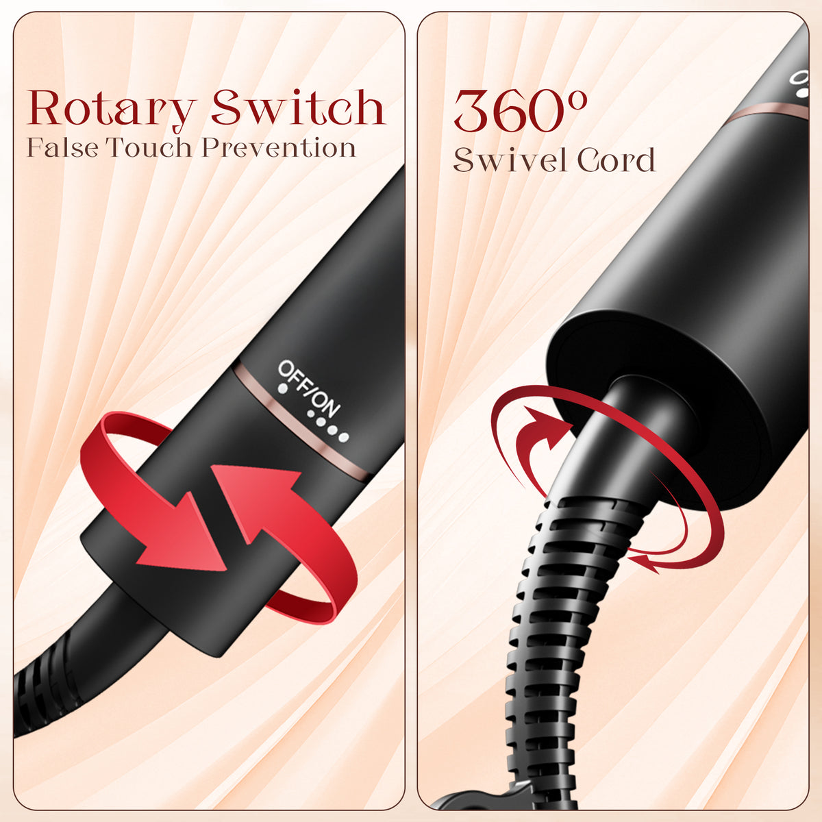 SKIMI Thermal Brush, Curling Iron, 1.5 inch Electric Curl Wand, Negative Ion Technology Reduce Hair Damage, Heated Round Brush, Travel and Home