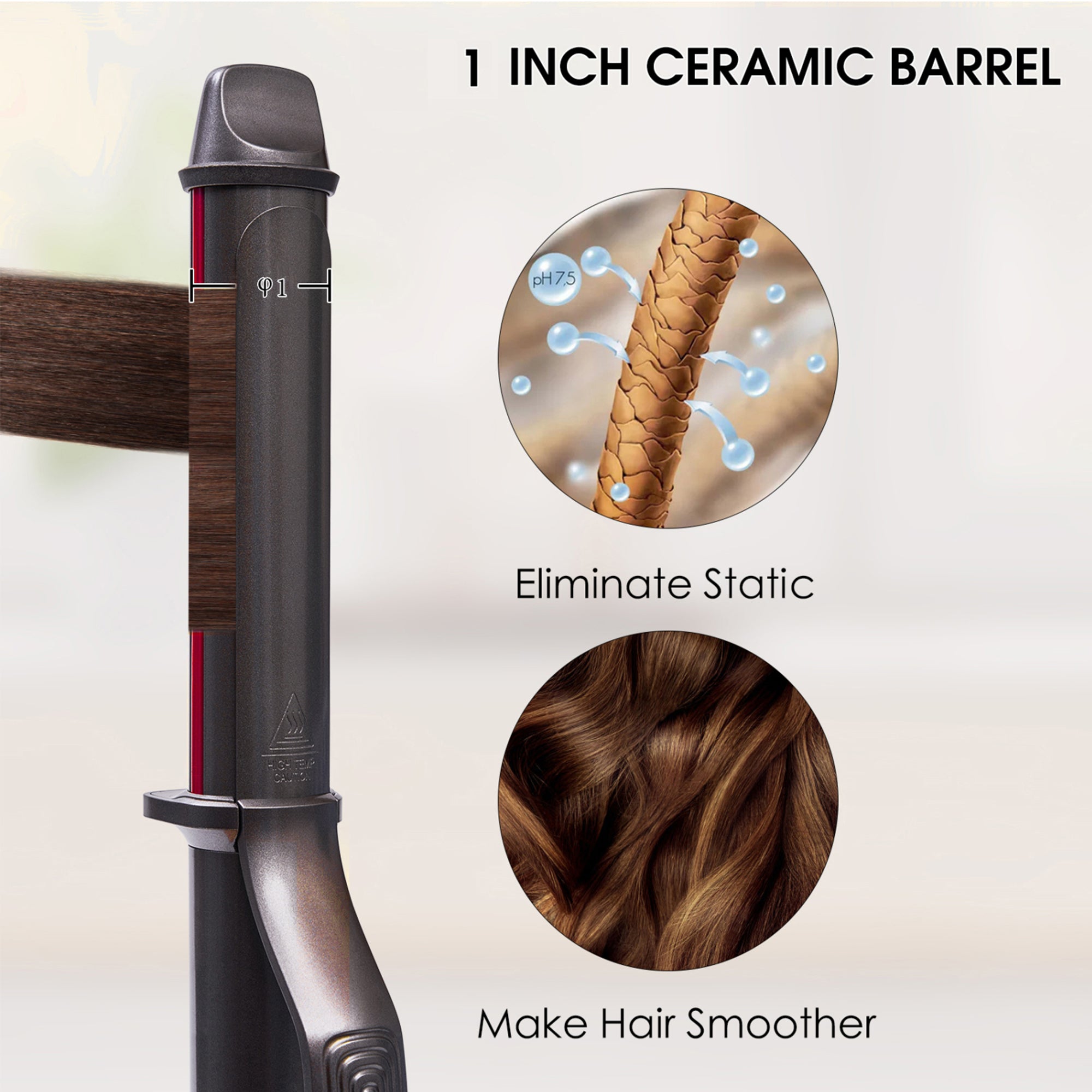 SKIMI Curling Iron, Hair Curlers 1 inch Barrel, Hair Curling Wand with Ceramic Coating, Curling Iron