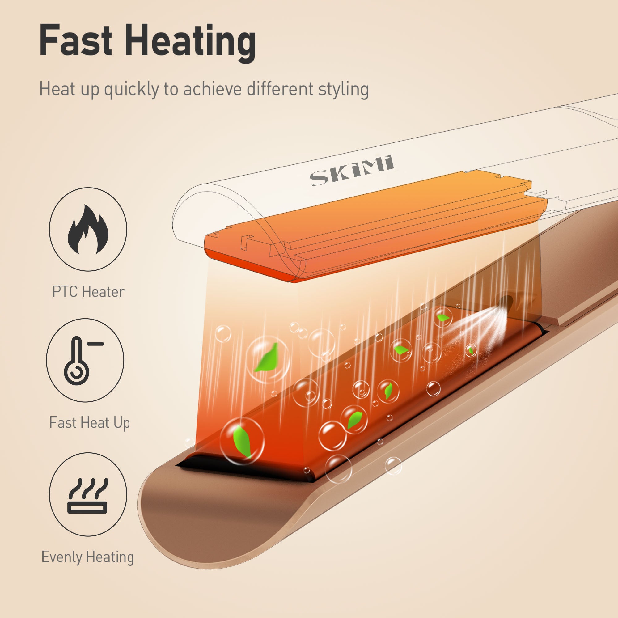 SKIMI Hair Straightener Flat Iron, Hair Straightener and Curler-5 Temp, Fast Heating, Wide Voltage