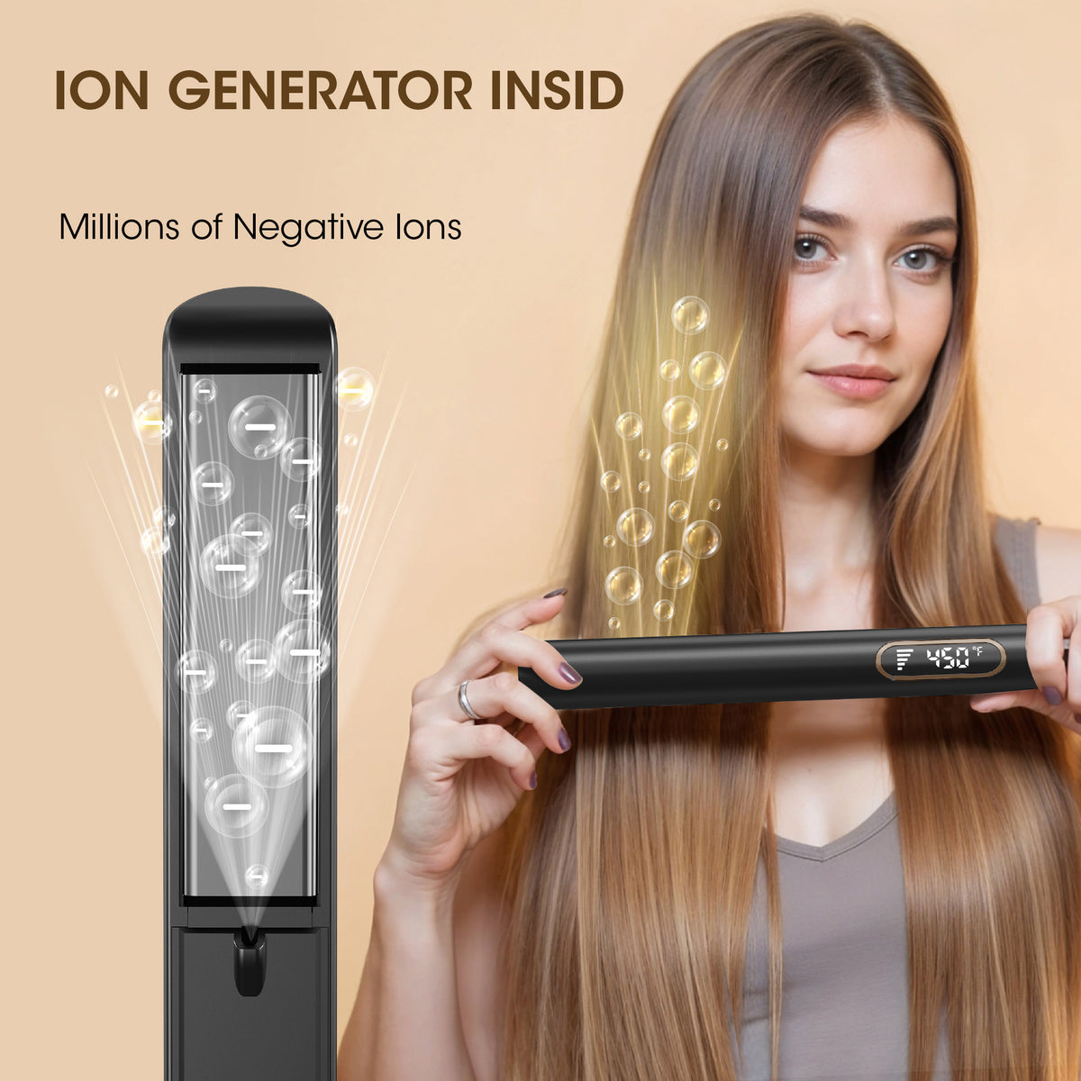 SKIMI Hair Straightener, 1 Inch Flat Iron, Negative Ionic Curling, Hair Curler For Travel, Mini Flat Straightener Iron, Black