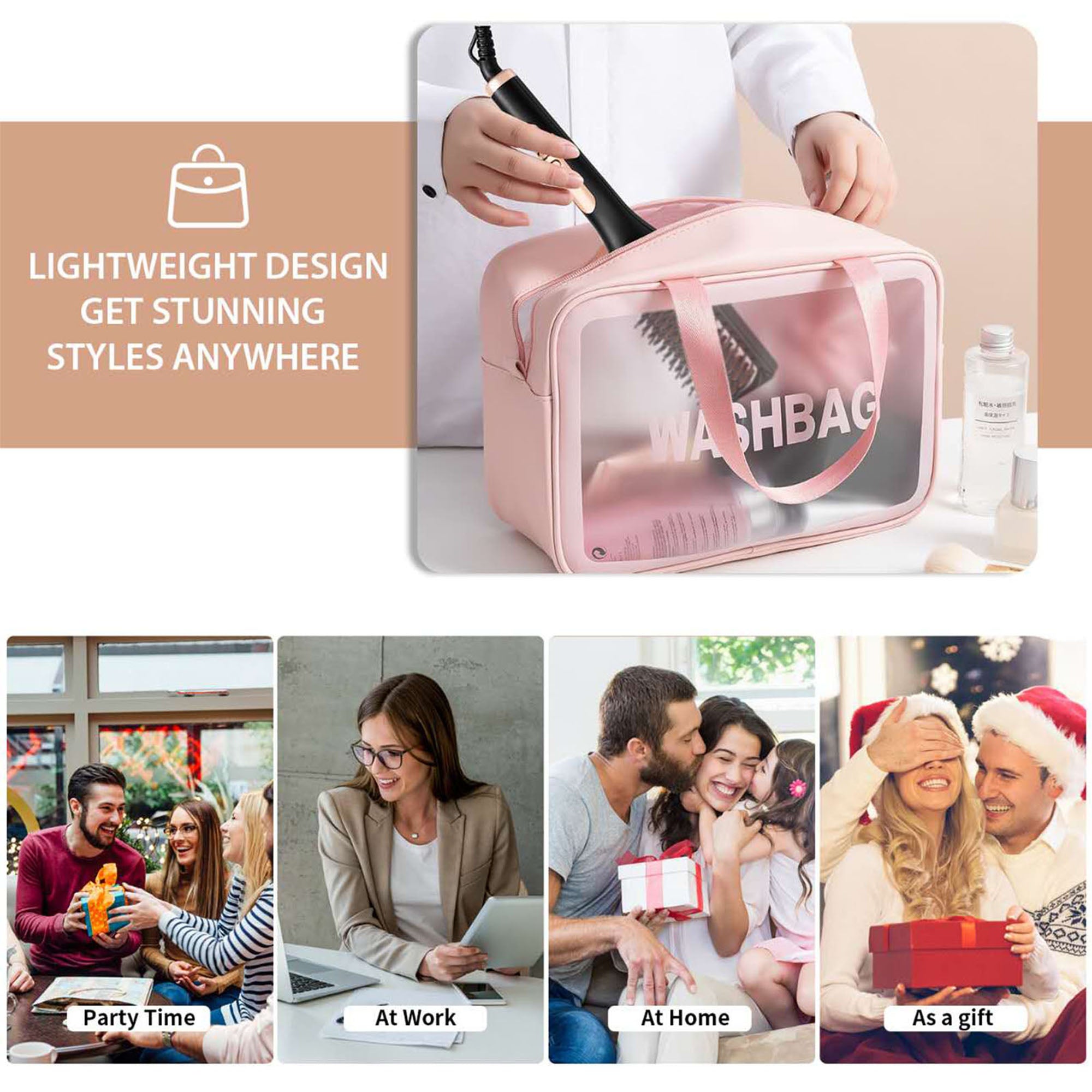 Nicebay  Hair Straightening Brush, Pink Ionic Hair Straightener Comb, 6 Temp Settings, Ceramic Coating