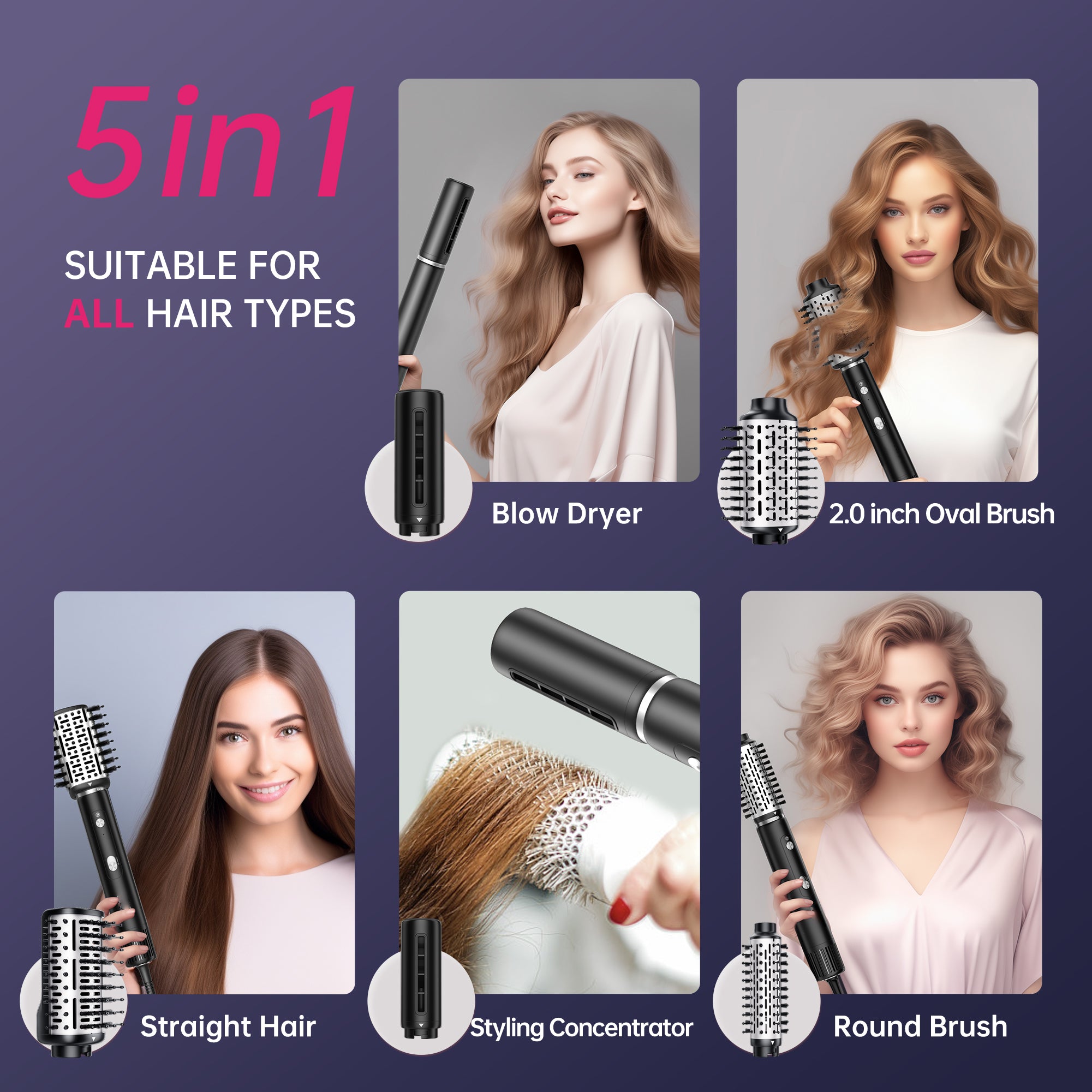 SYSOTYIVIA Hair Dryer Brush, Blow Dryer with 110000RPM Brushless Motor, Hot Air Styler 1300W