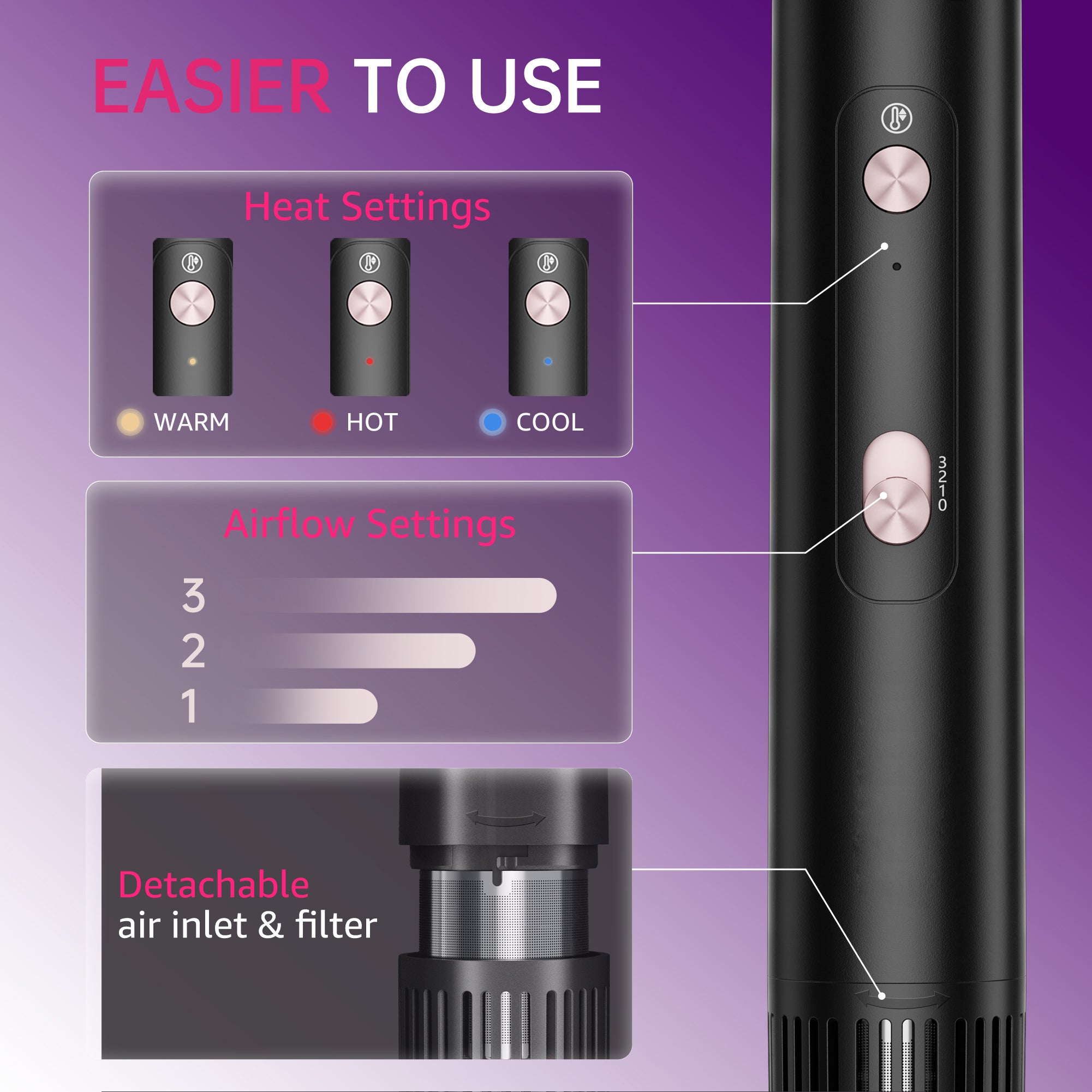 SYSOTYIVIA Hair Dryer Brush, Blow Dryer with 110000RPM Brushless Motor, Hot Air Styler 1300W