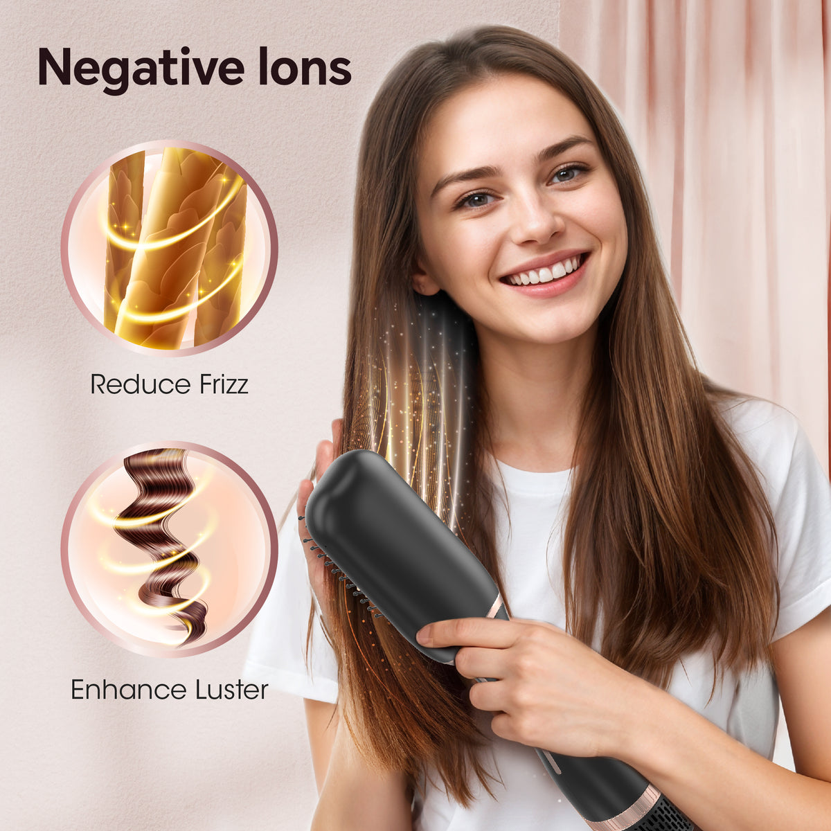 Hair Dryer Brush, Hot Air Brush, Blow Dryer Brush Tool Set, Negative Ion Blow Dryer Brush Styling Tool Set Straightener/Dryer/Curling/Smoothing
