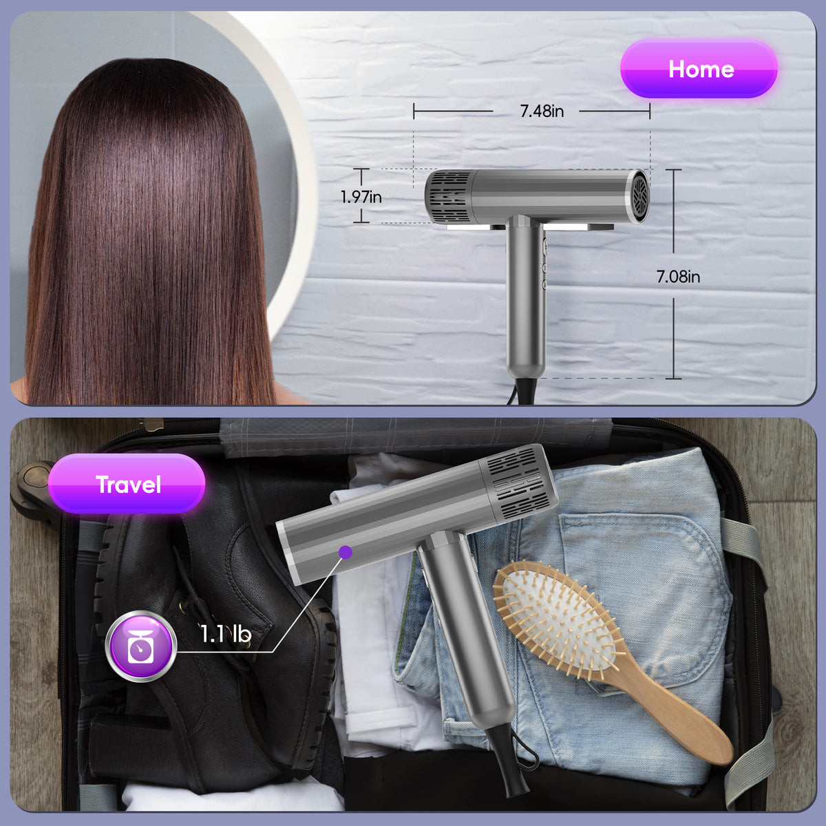 SKIMI Ionic Hair Dryer, High Speed 110000RPM Blow Dryer, Hair Blow Dryer with Diffuser for Women