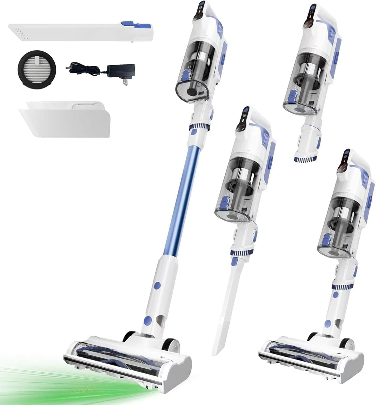 WHALL Lightweight Cordless Stick Vacuum with LED Display, 3-Speed Suction & Versatile Attachments