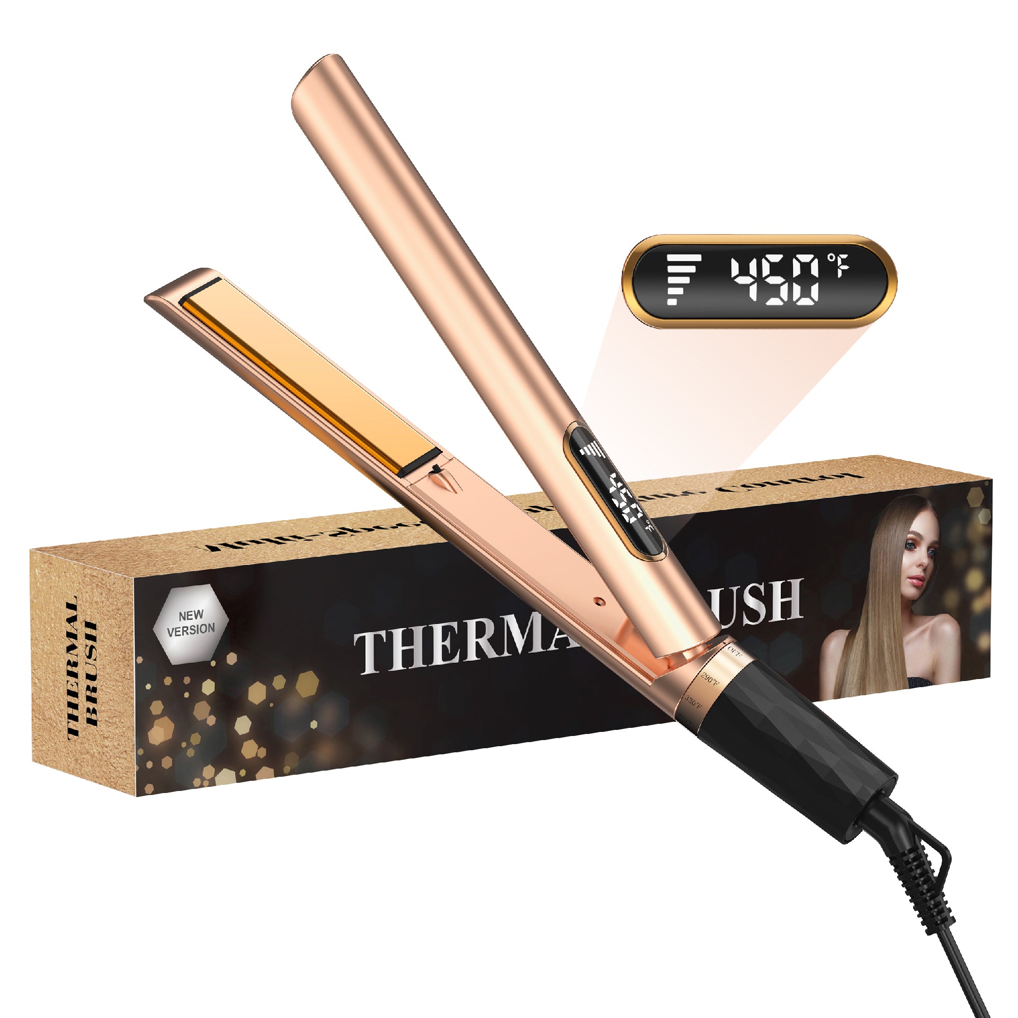 SKIMI Hair Straightener Flat Iron, Hair Straightening, Curling-5 Temp, Fast Heating, Dual Voltage
