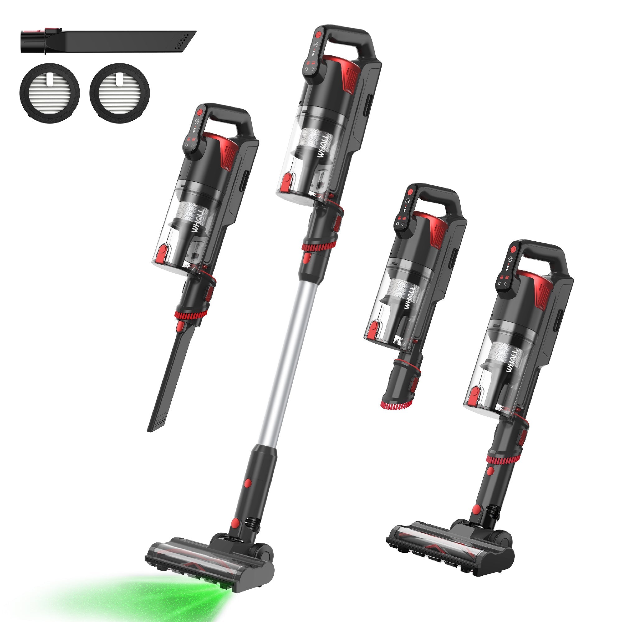 WHALL Cordless Vacuum Cleaner, Lightweight Stick Vacuum with LED Display & Multi-Functional Accessories