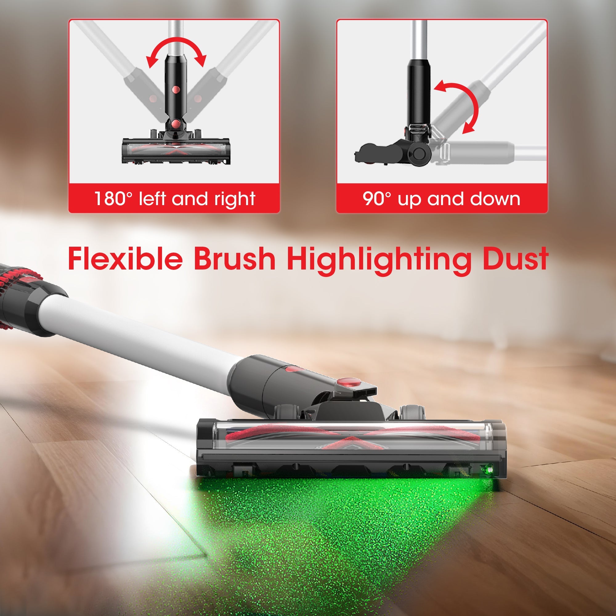 WHALL Cordless Vacuum Cleaner, Lightweight Stick Vacuum with LED Display & Multi-Functional Accessories