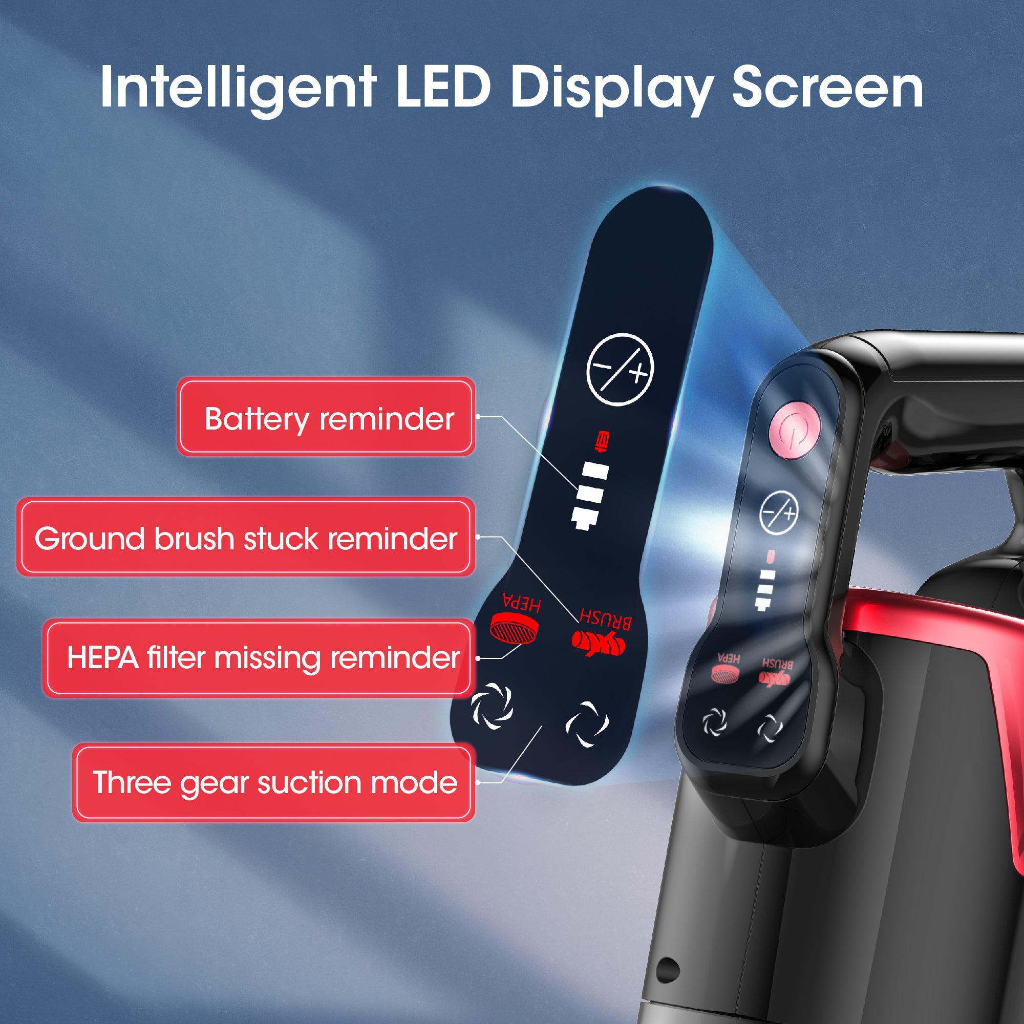 WHALL Cordless Vacuum Cleaner, Lightweight Stick Vacuum with LED Display & Multi-Functional Accessories