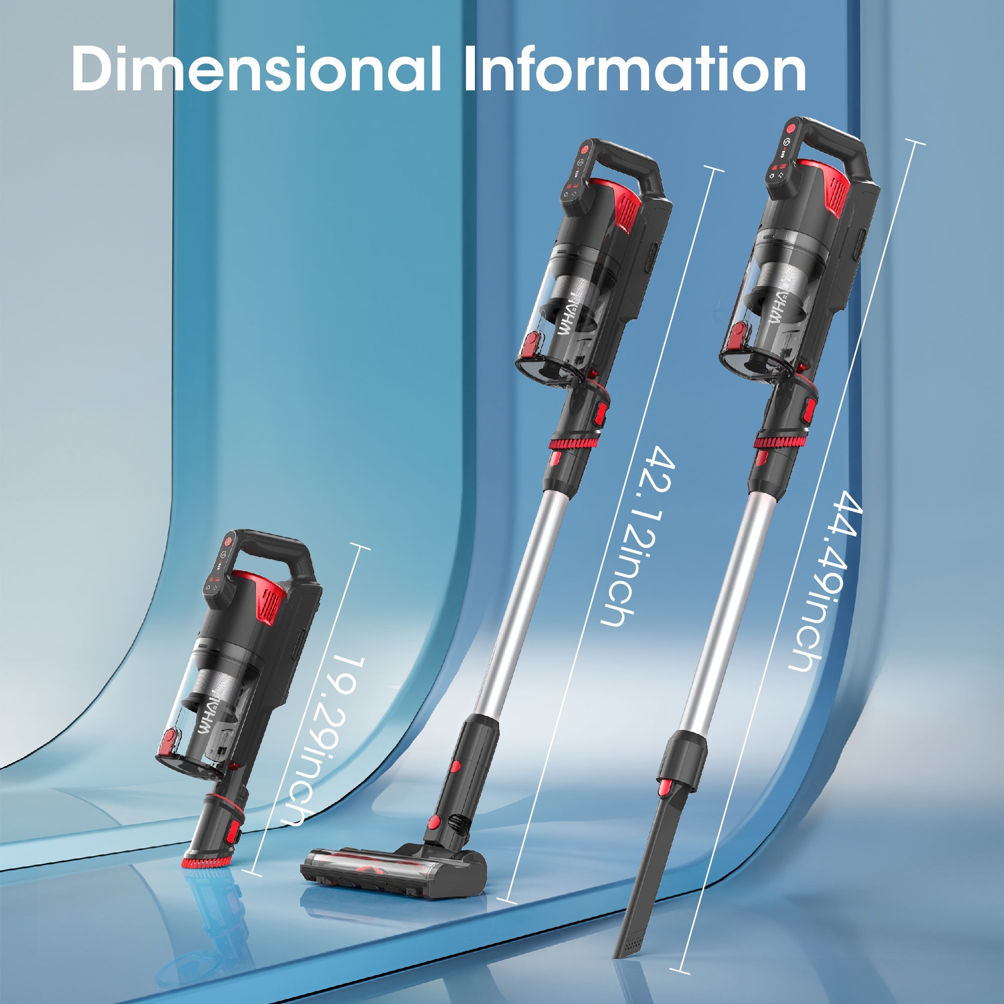 WHALL Cordless Vacuum Cleaner, Lightweight Stick Vacuum with LED Display & Multi-Functional Accessories