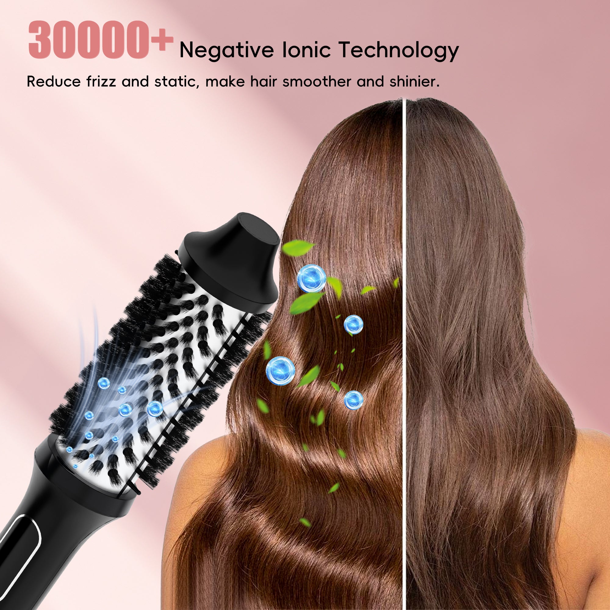 SKIMI Thermal Brush, Heated Round Brush,Curling Iron, Electric Curl Wand Anti-Scald Nylon Bristles