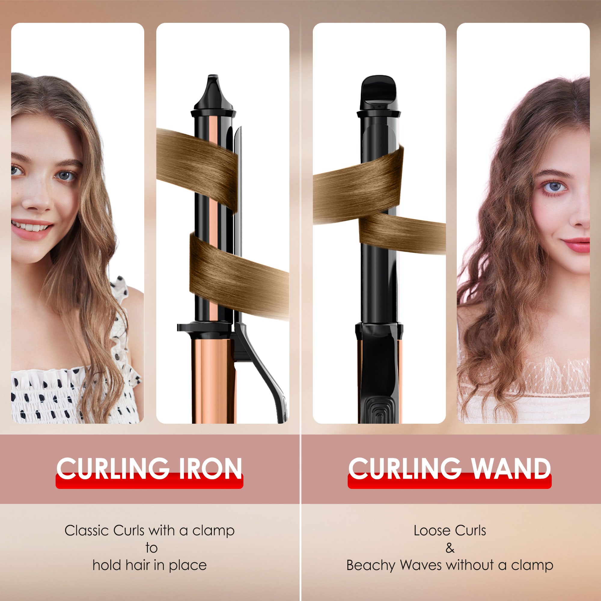 SKIMI Curling Iron Wand, 1 inch Curling Wand, Hair Curling Wand with Ceramic Coating