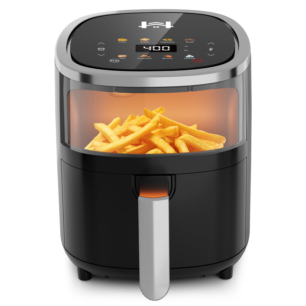 WHALL 4QT Compact Air Fryer, Touchscreen Smart Digital Color Air Fryers with View Window, 12 Presets, Air Fry, Bake, Broil, Dehydrate, Roast