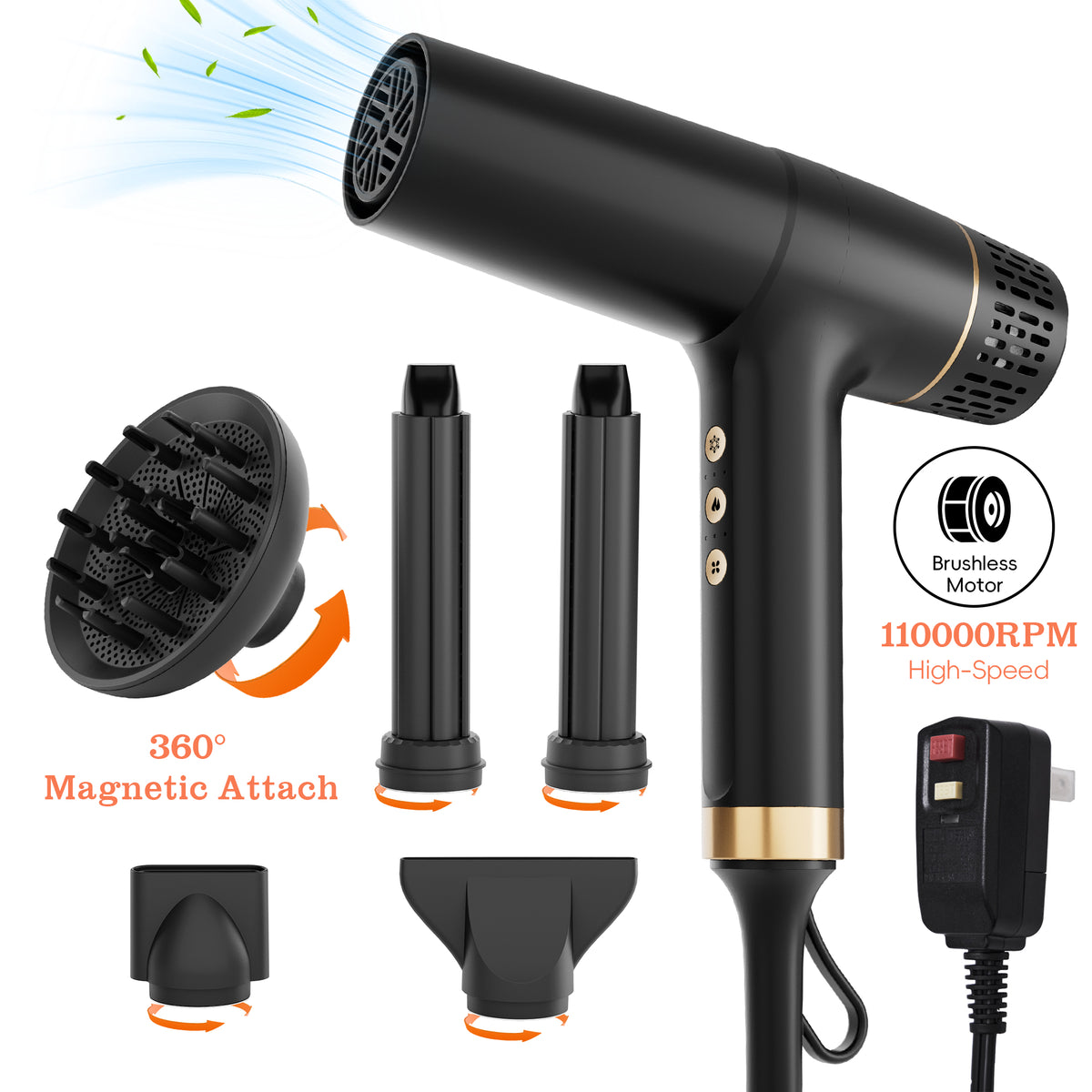 SKIMI Ionic Hair Dryer, High Speed 110000RPM Blow Dryer, Hair Blow Dryer with Diffuser Fast Drying