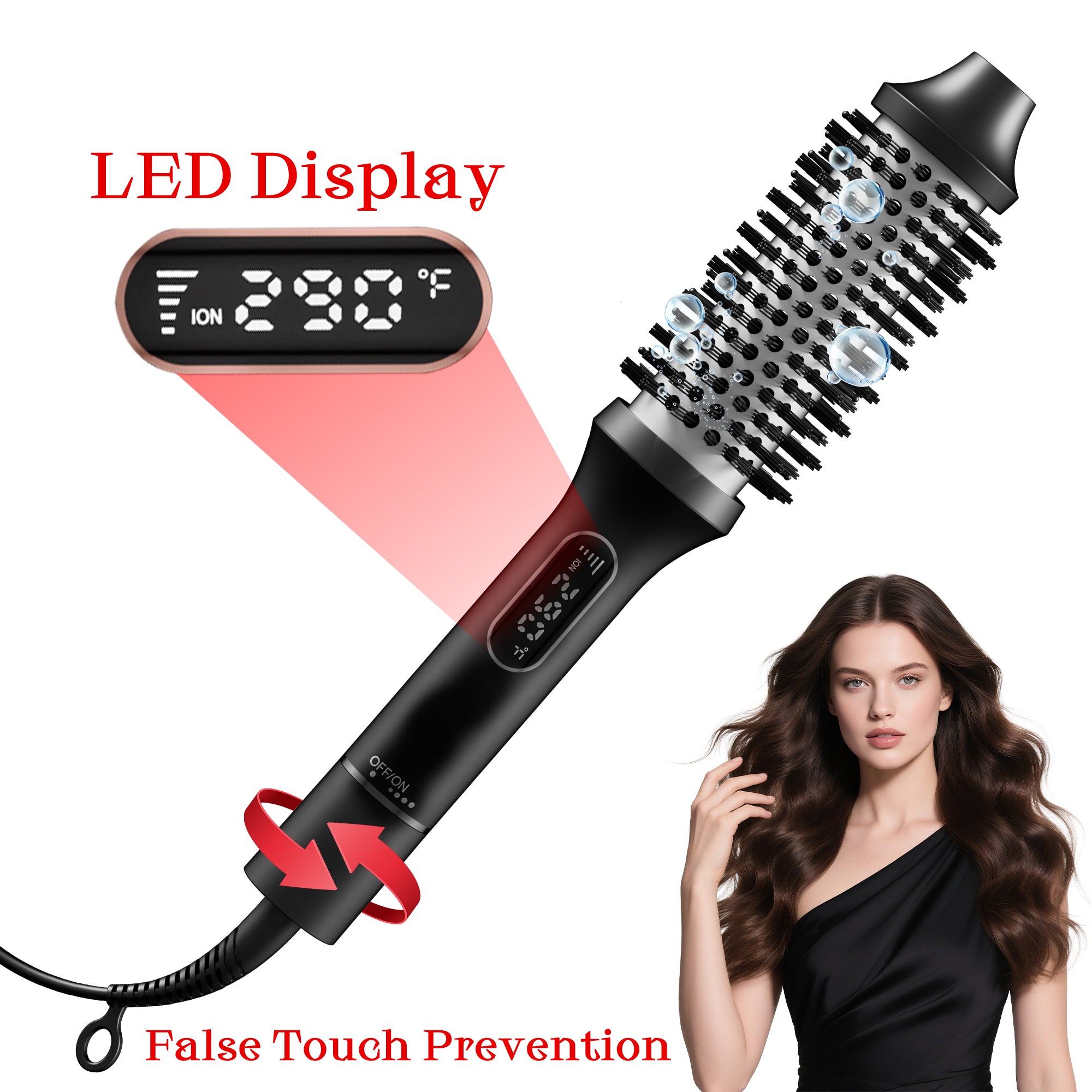 SKIMI Thermal Brush, Curling Iron, Heated Round Brush with LED Display and Ceramic Coating