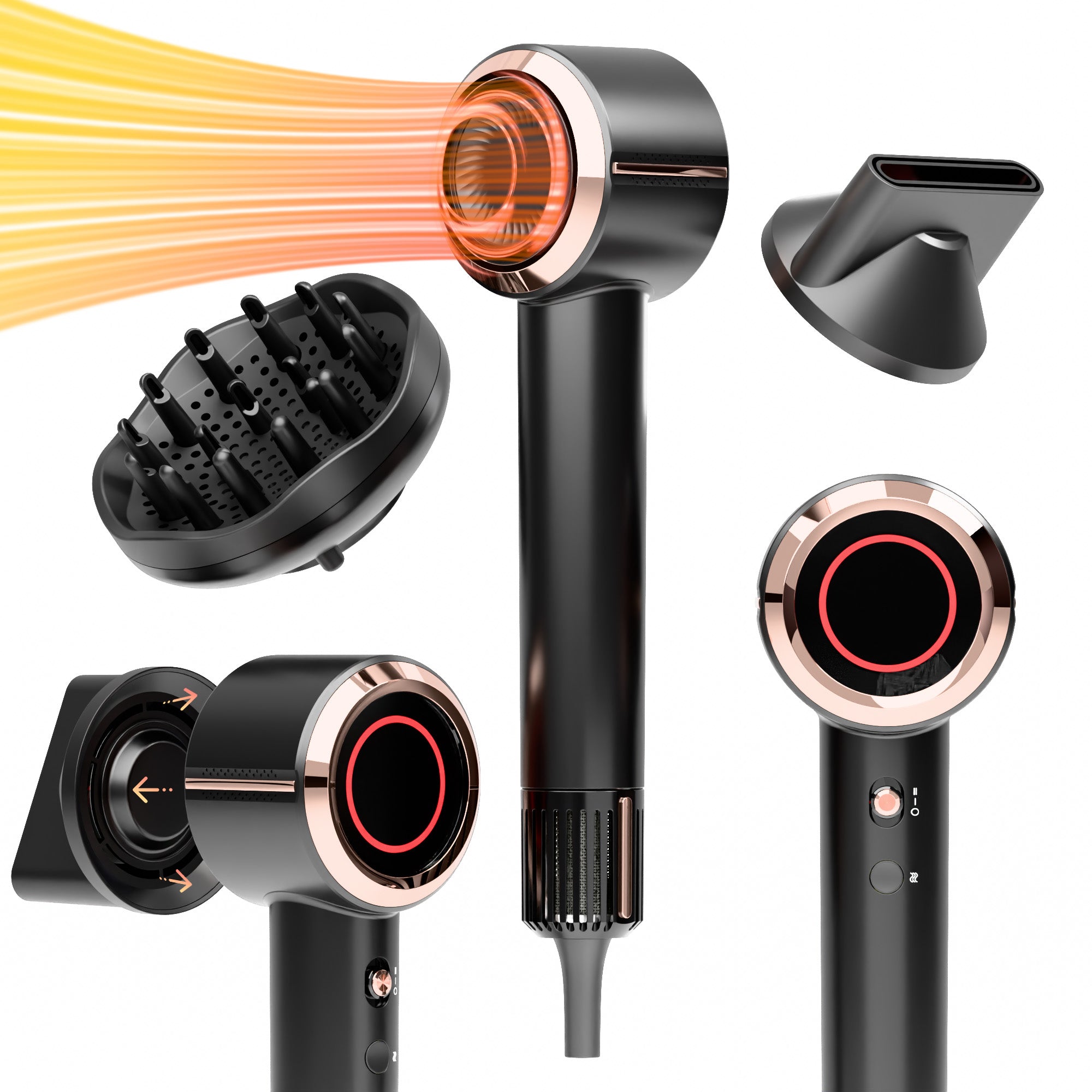 Nicebay Hair Dryer, Portable Ionic Blow Dryer with Diffuser for Curly Hair