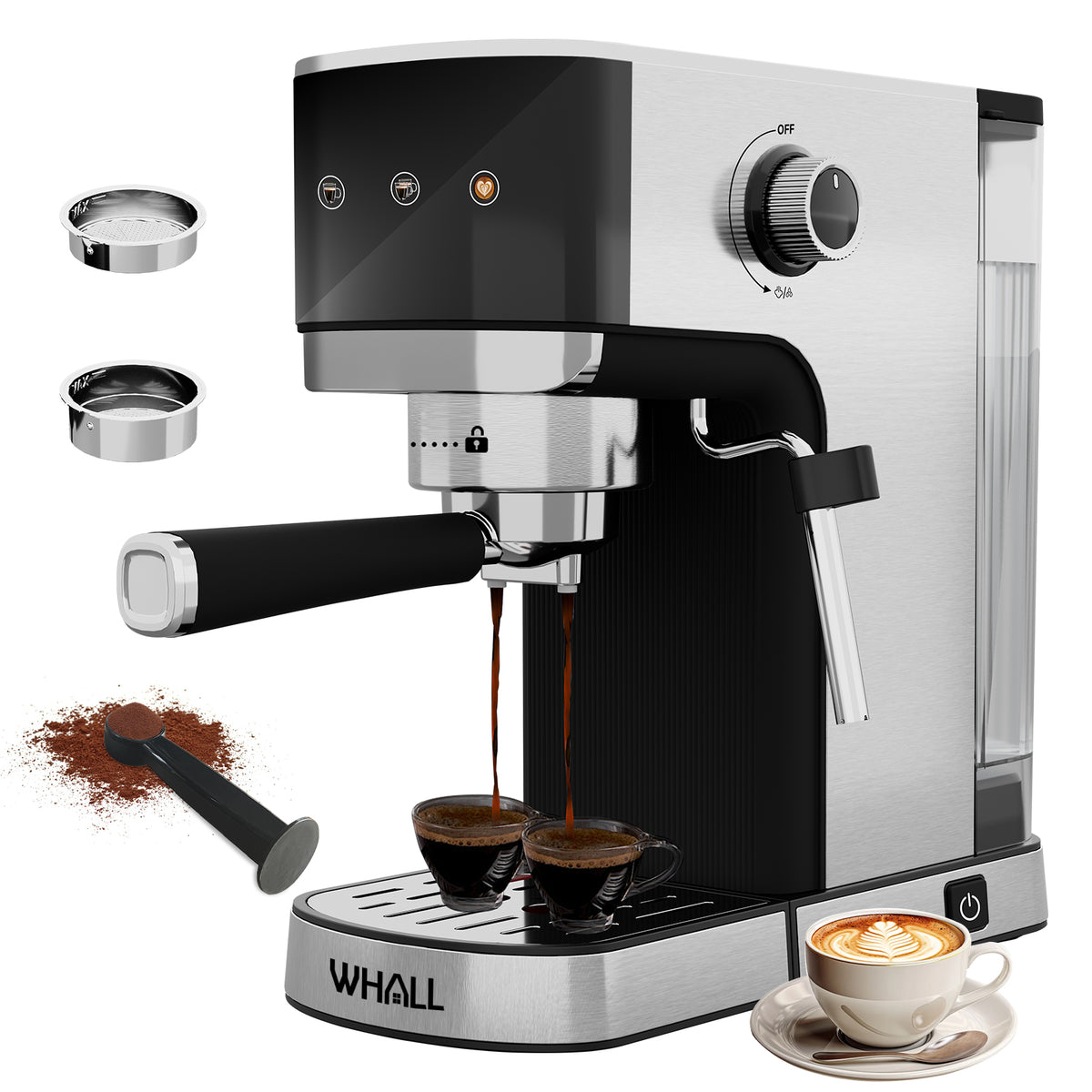 WHALL Touchscreen Espresso Machine 20 Bar，Espresso Coffee Maker with M