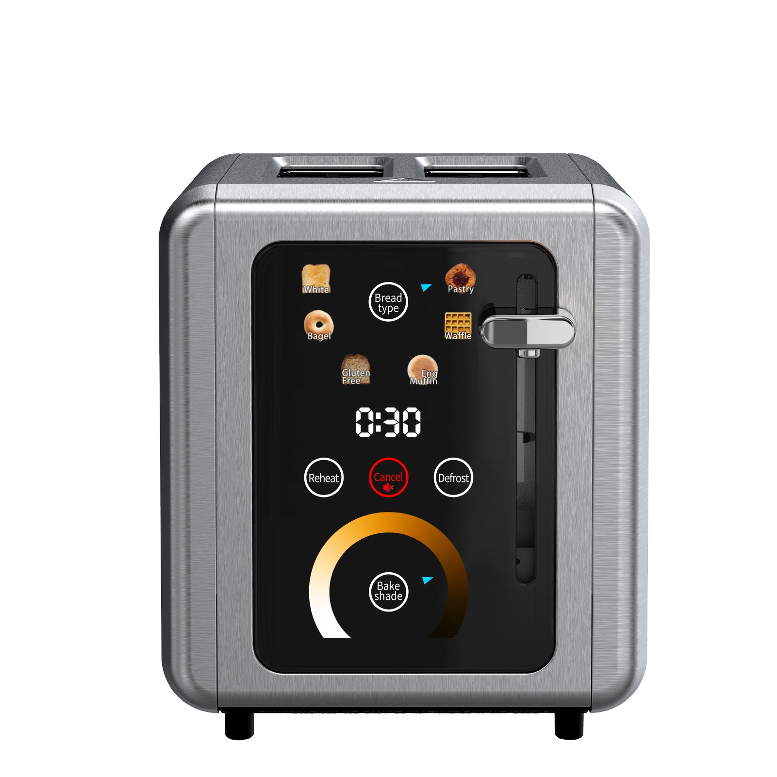 WHALLULTRA Touchscreen Toaster 2 Slice,  Stainless Steel, Warming Rack, Wide Slots, Bagel, Defrost, 850W