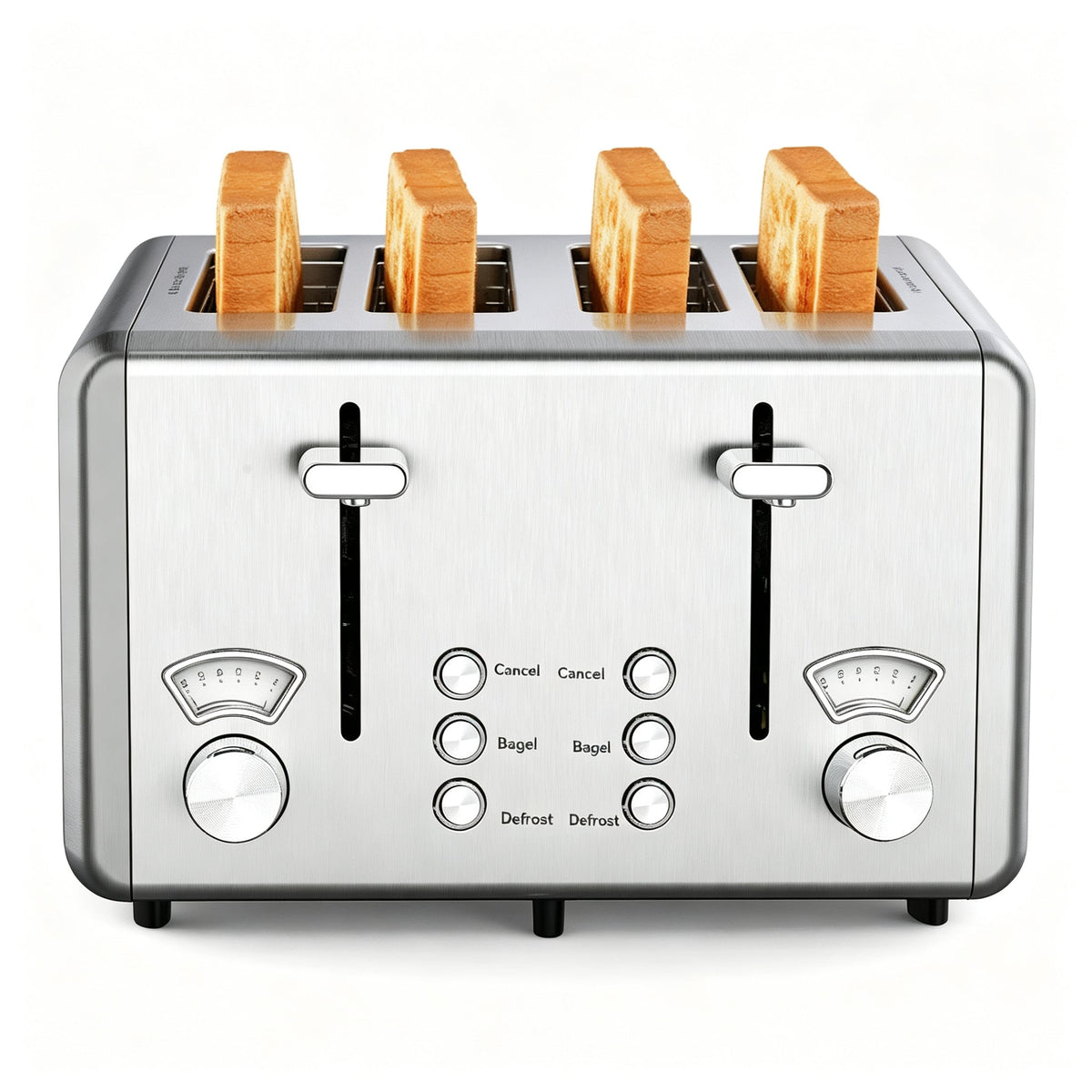 WHALL 4 Slice Stainless Steel Toaster with Dual Control Panels, 6 Shade Settings & Bagel Setting