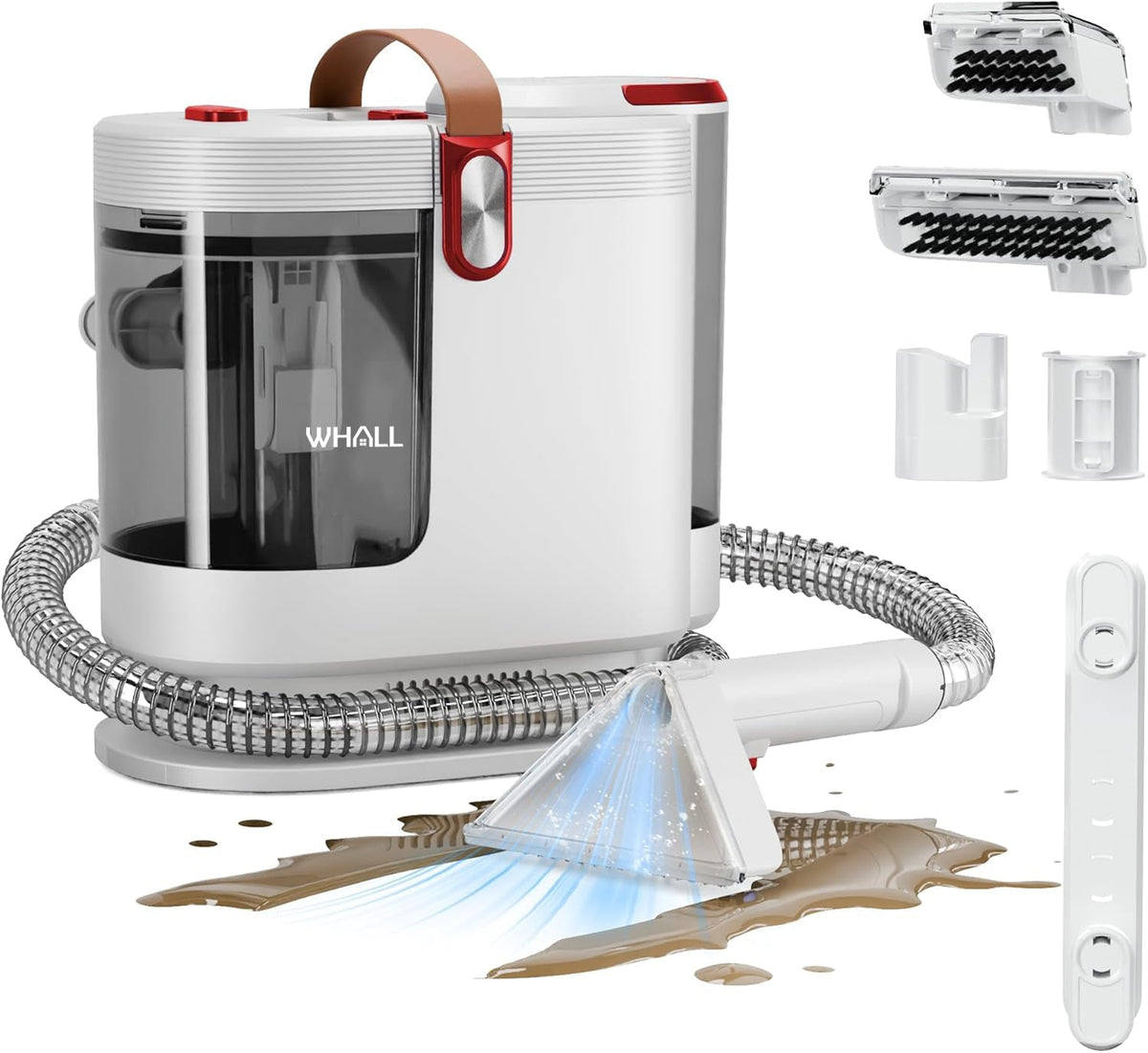 WHALL Portable Carpet Cleaner with Wide Path Tool and Self-Cleaning Function Removes Pet Stains on Carpets Upholstery and Car Seats