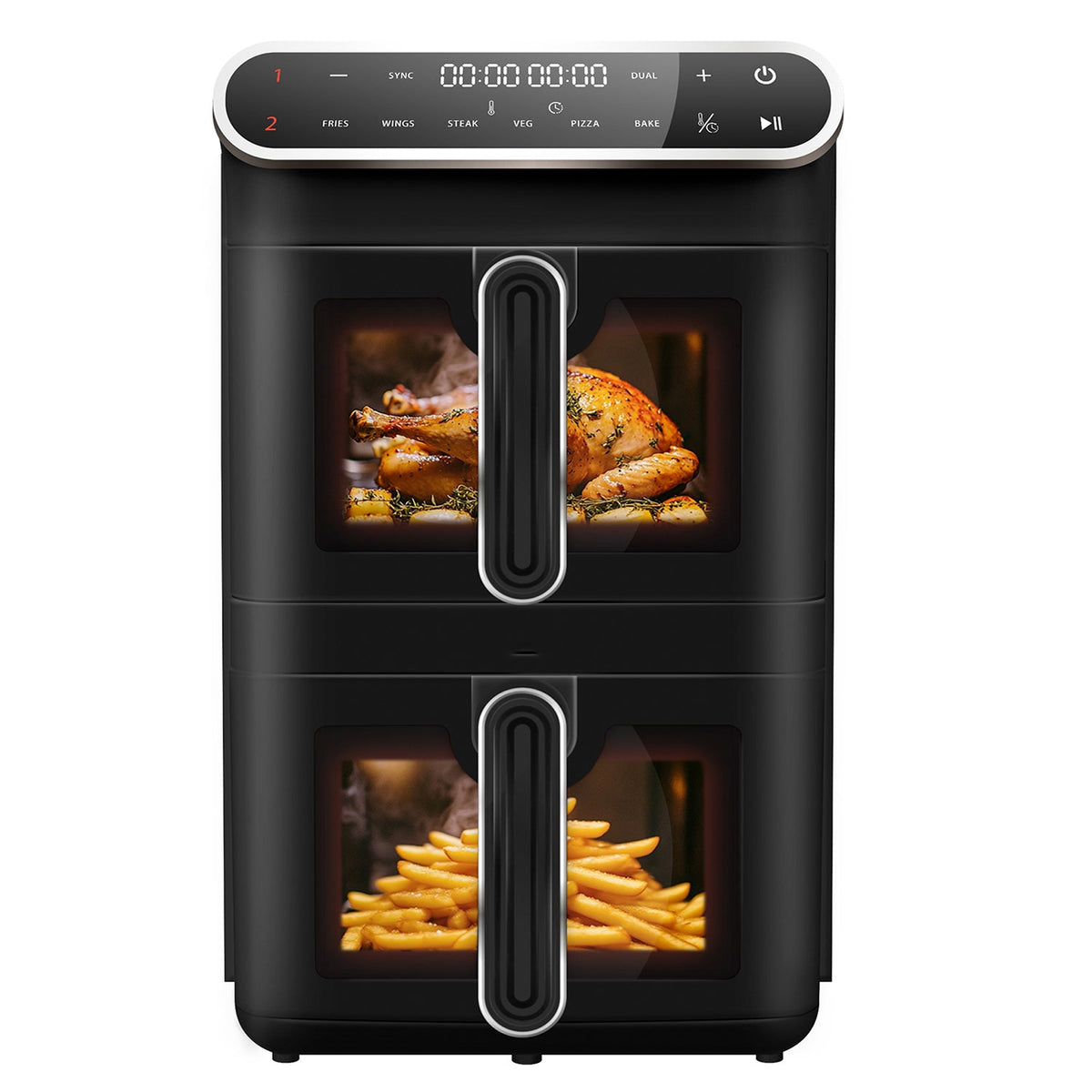 Whall 11L Dual Basket Air Fryer Independent Cook Visible Windows One Touch Smart Control Rapid Preheat