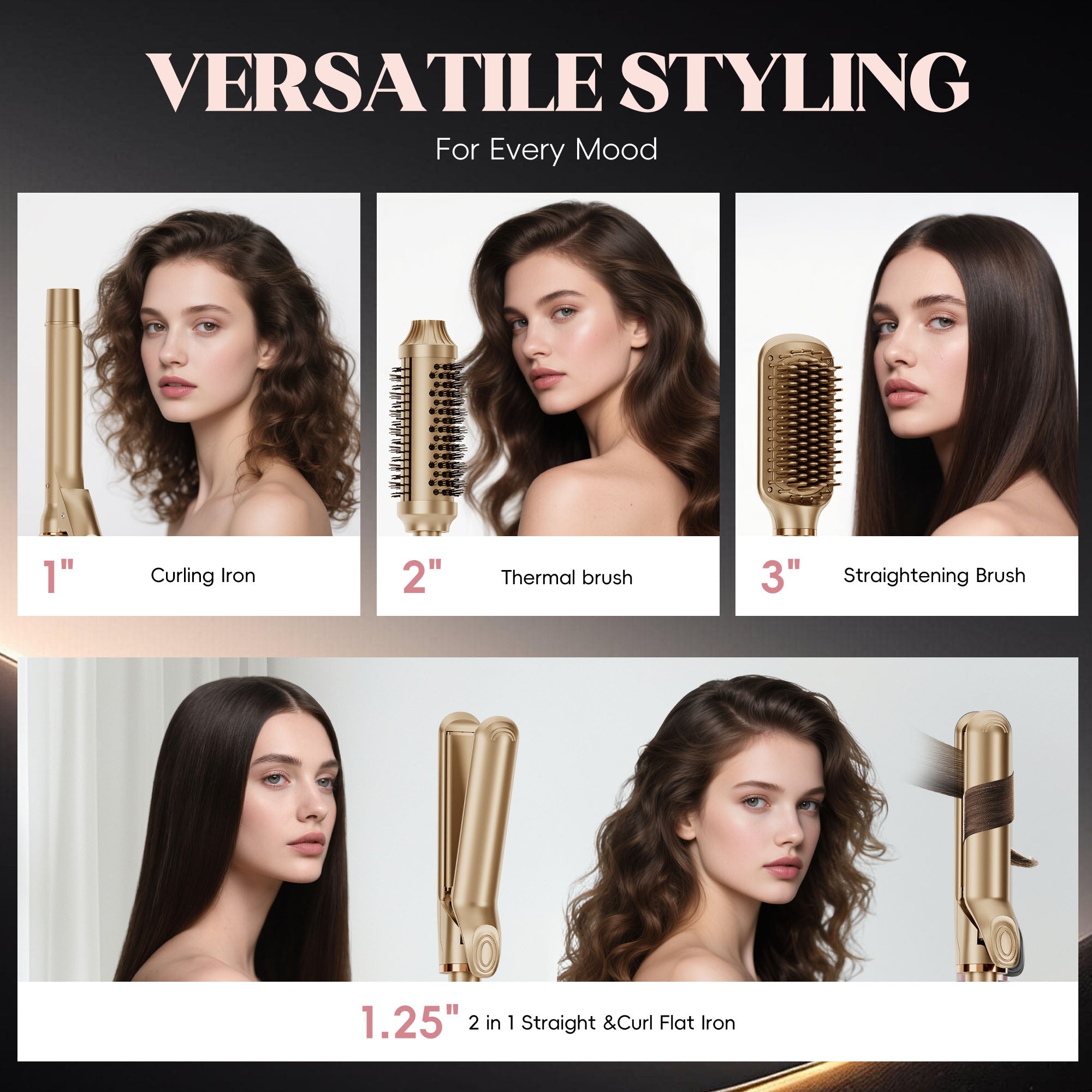 SKIMI Hair Curling Wands, Professional Instant Heat Up Hair Curling Wand Set, Flat Iron, Curling Wand, Hair Straightener