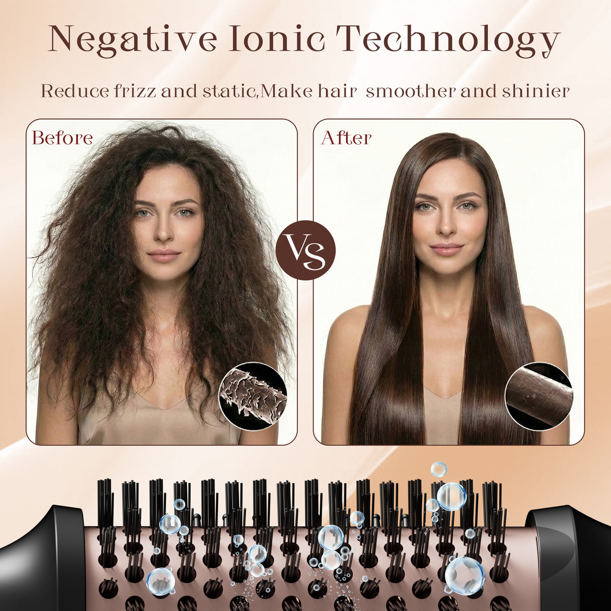 SKIMI Thermal Brush, Curling Iron, 1.5 inch Electric Curl Wand, Negative Ion Technology Reduce Hair Damage, Heated Round Brush, Travel and Home