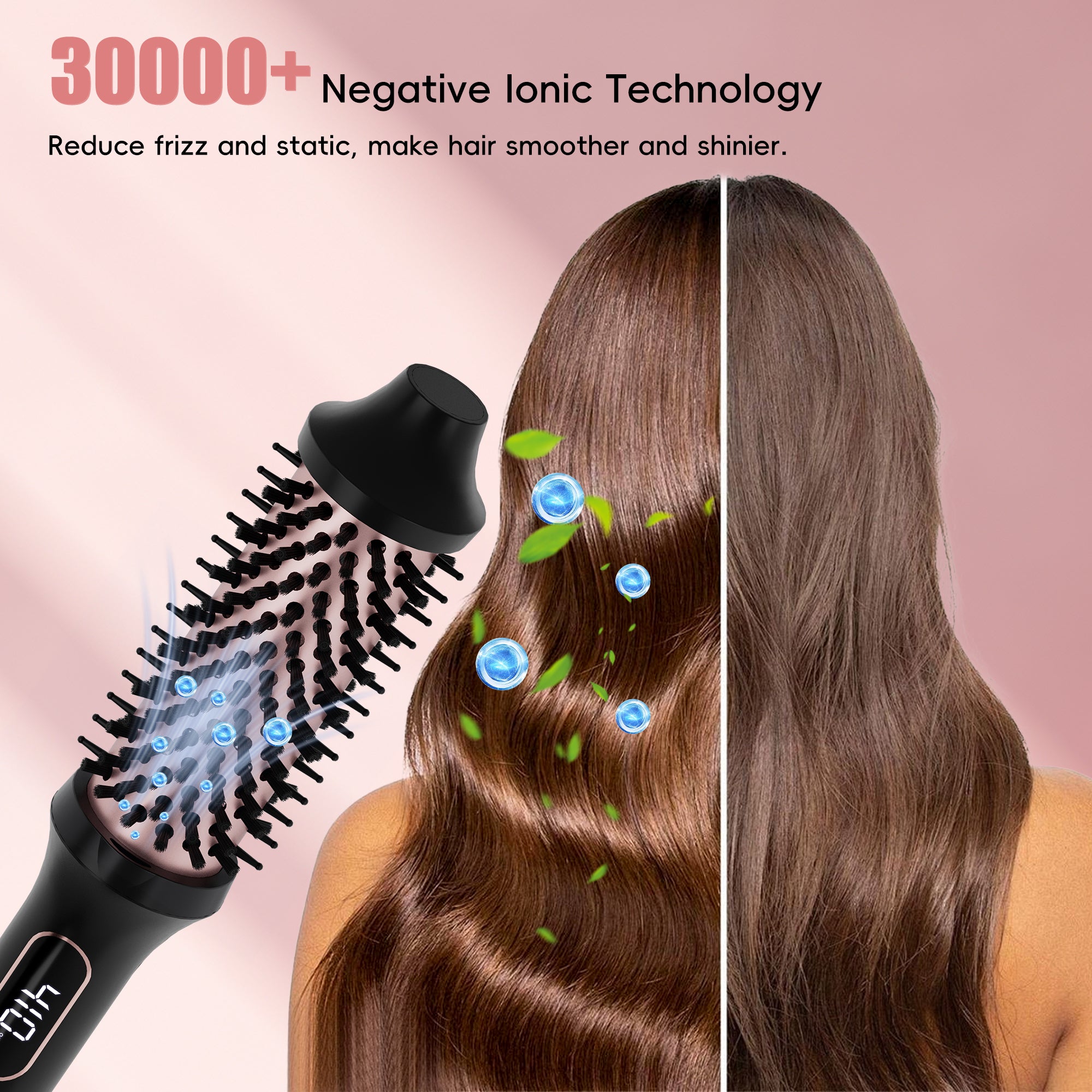 SKIMI Thermal Brush, Heated Round Brush,Curling Iron, Electric Curl Wand Anti-Scald Nylon Bristles, 1.5 Inch Detachable Ion Ceramic Heated Round Brush