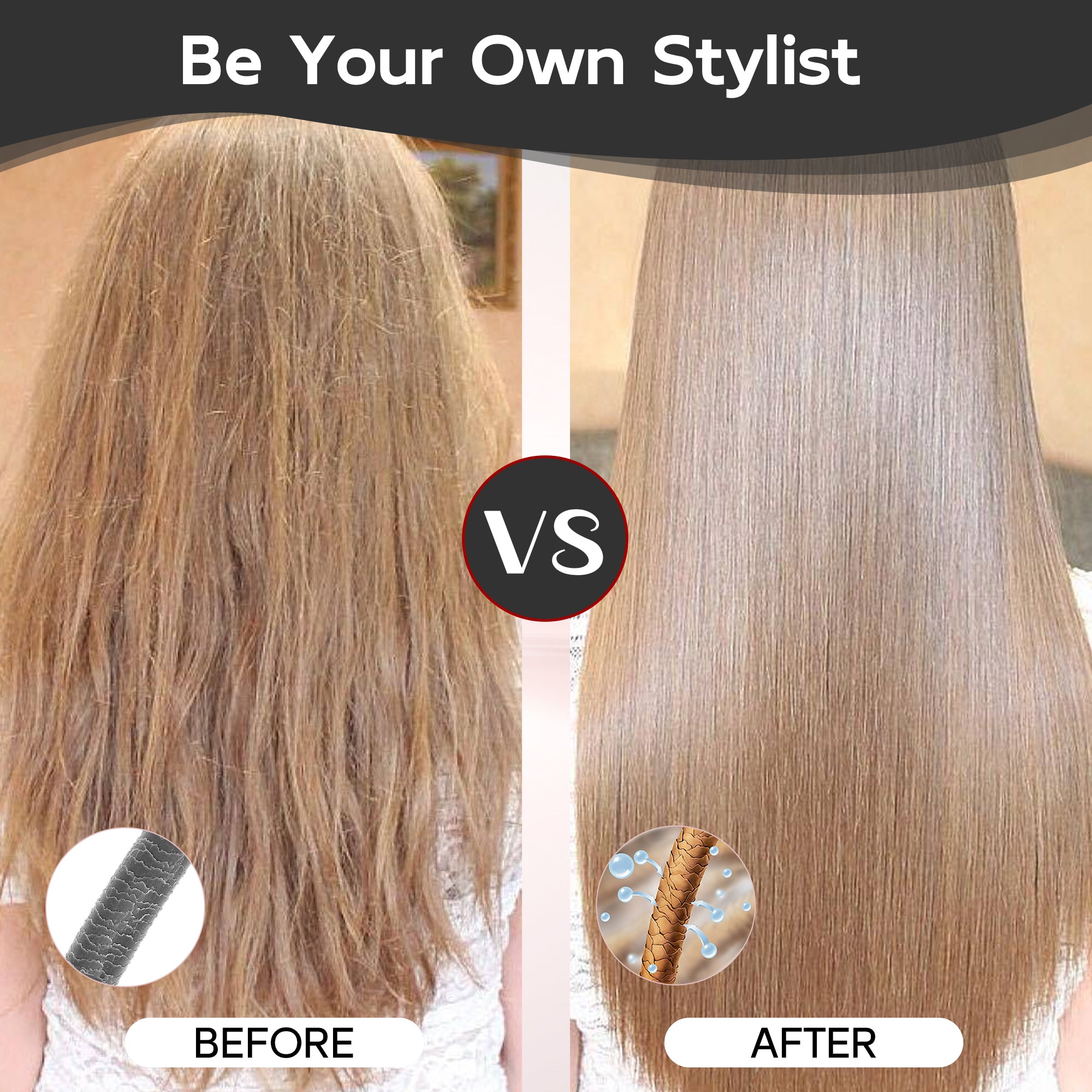 SKIMI  Hair Straightener Brush, Negative Ion Hair Straightening Brush with LED Display Screen, Plastic