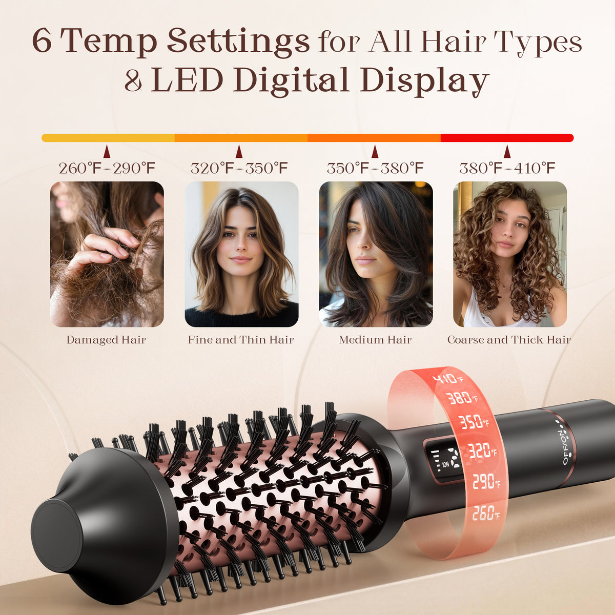 SKIMI Thermal Brush, Curling Iron, 1.5 inch Electric Curl Wand, Negative Ion Technology Reduce Hair Damage, Heated Round Brush, Travel and Home