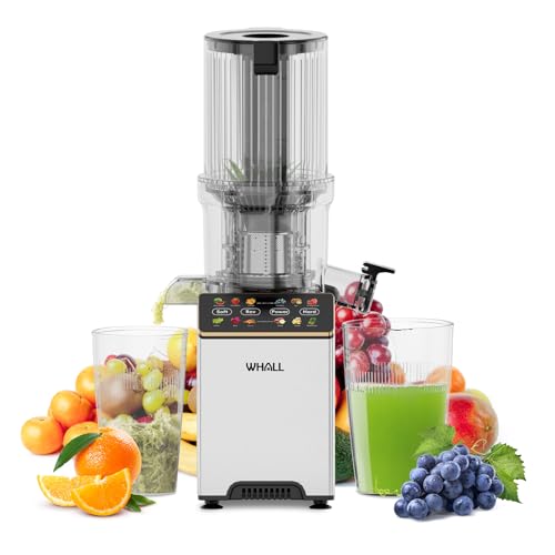 whall Cold Press Juicer, Touchscreen Juicer Machines with 4.5'' Large  Feed Chute, Stainless Steel Masticating Juicers Easy to Clean, Vegetable & Fruit, High Juice Yield, 2 Speed M