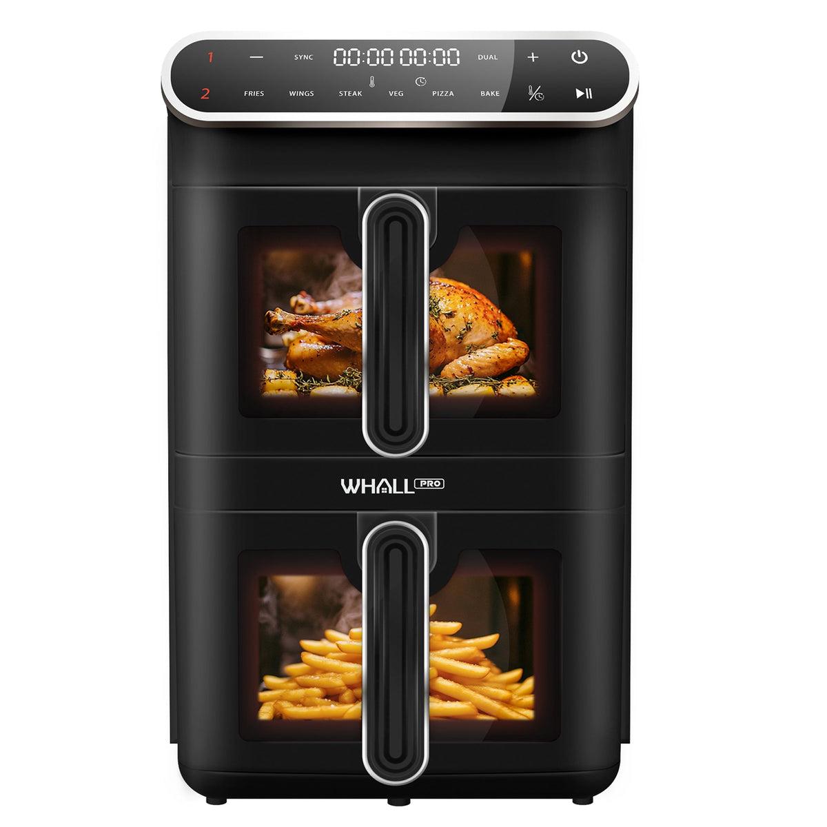 Whall 11L Dual Basket Air Fryer – Independent Dual Zone Cooking, Visible Windows, One-Touch Smart Control, 9 Presets