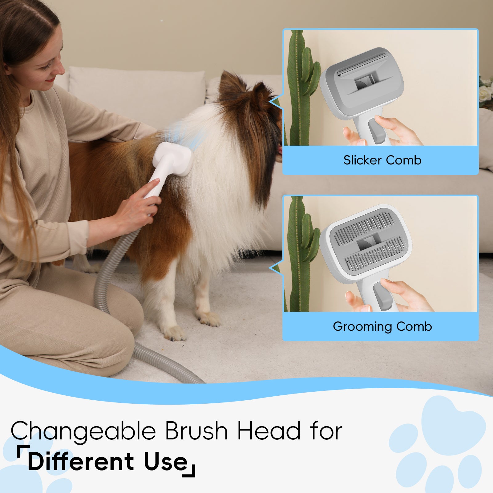 Nicebay Pet Grooming Vacuum, Dog Hair Vacuum with 3 Modes, 5 In 1 Kit, 3L Large Dustbin, Low Noise