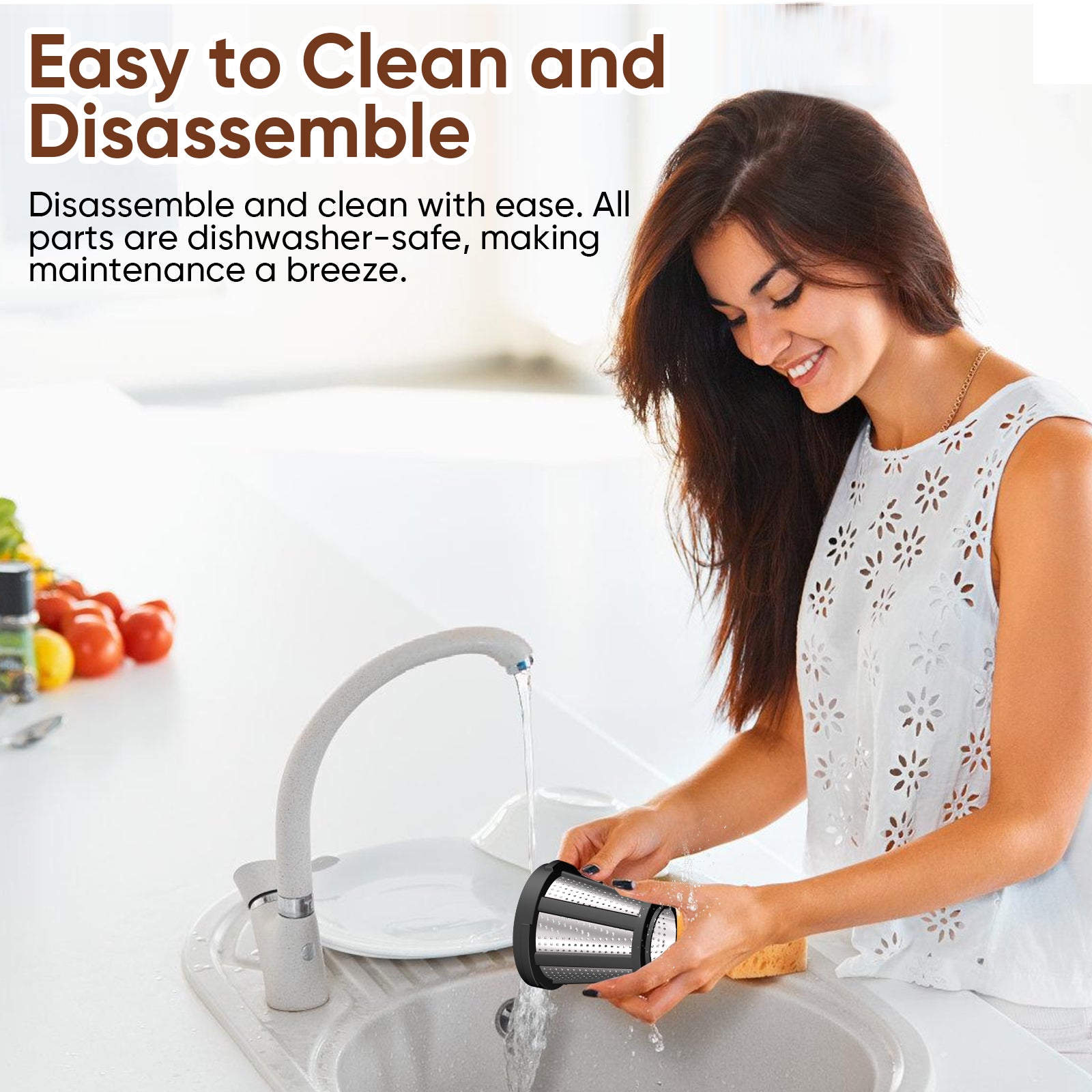 WHALL® Slow Masticating Juicer - Cold Press Juicer Machine with Touchscreen, Reverse Function, Soft & Hard Models, Quiet Motor