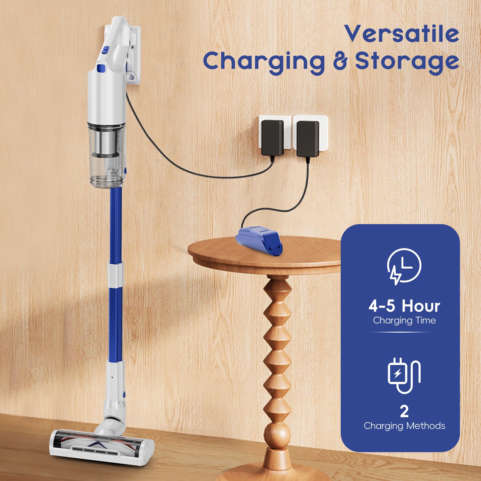 whall Cordless Vacuum Cleaner, Lightweight Stick Vacuum with 55mins Runtime, Powerful Suction, Rechargeable Cordless Vacuum for Carpet, Pet Hair, Blue