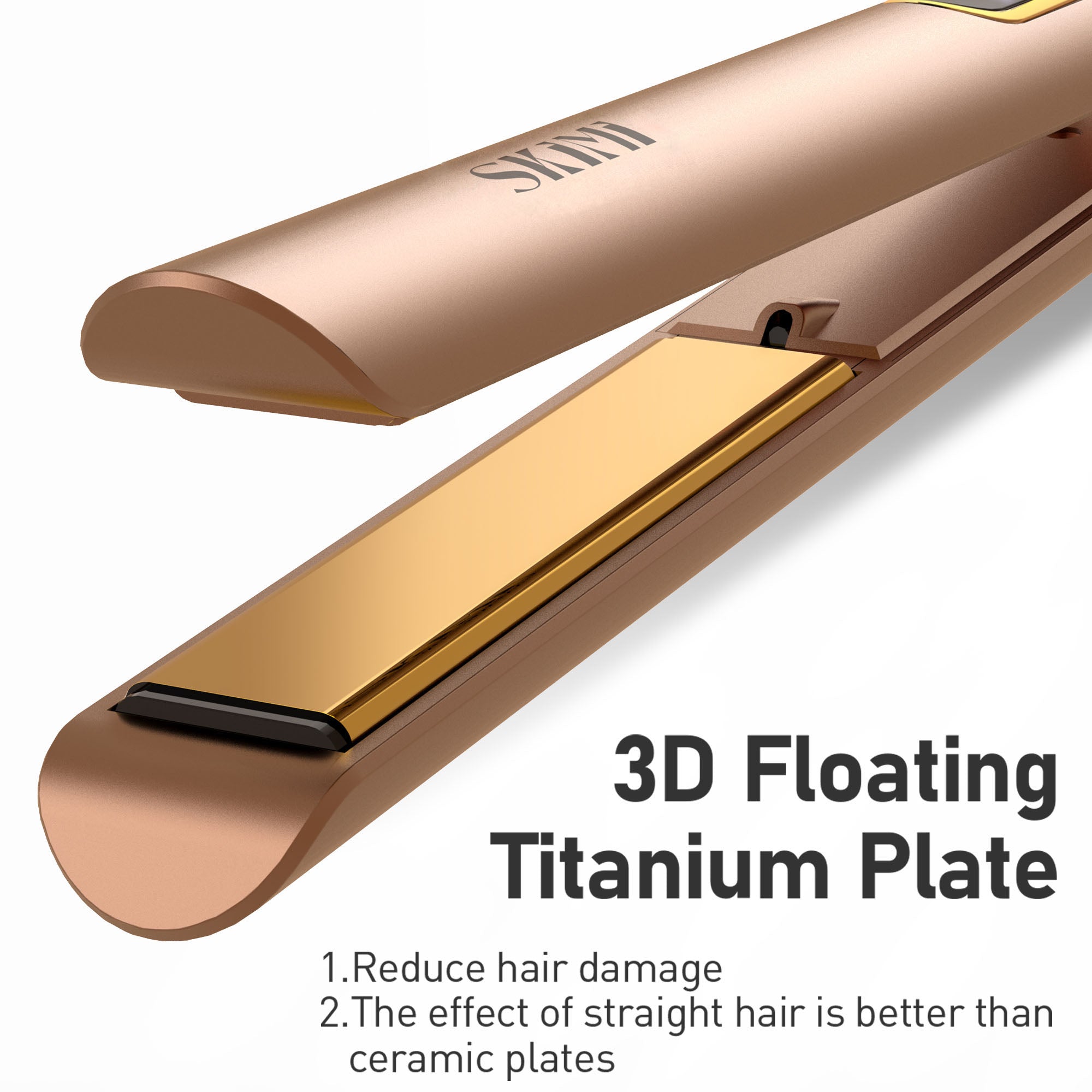 SKIMI Hair Straightener Flat Iron, Hair Straightener and Curler-5 Temp, Fast Heating, Wide Voltage