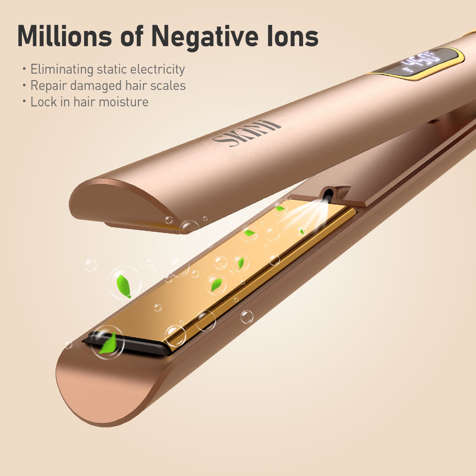 SKIMI Hair Straightener Flat Iron, Hair Straightener and Curler-5 Temp, Fast Heating, Wide Voltage