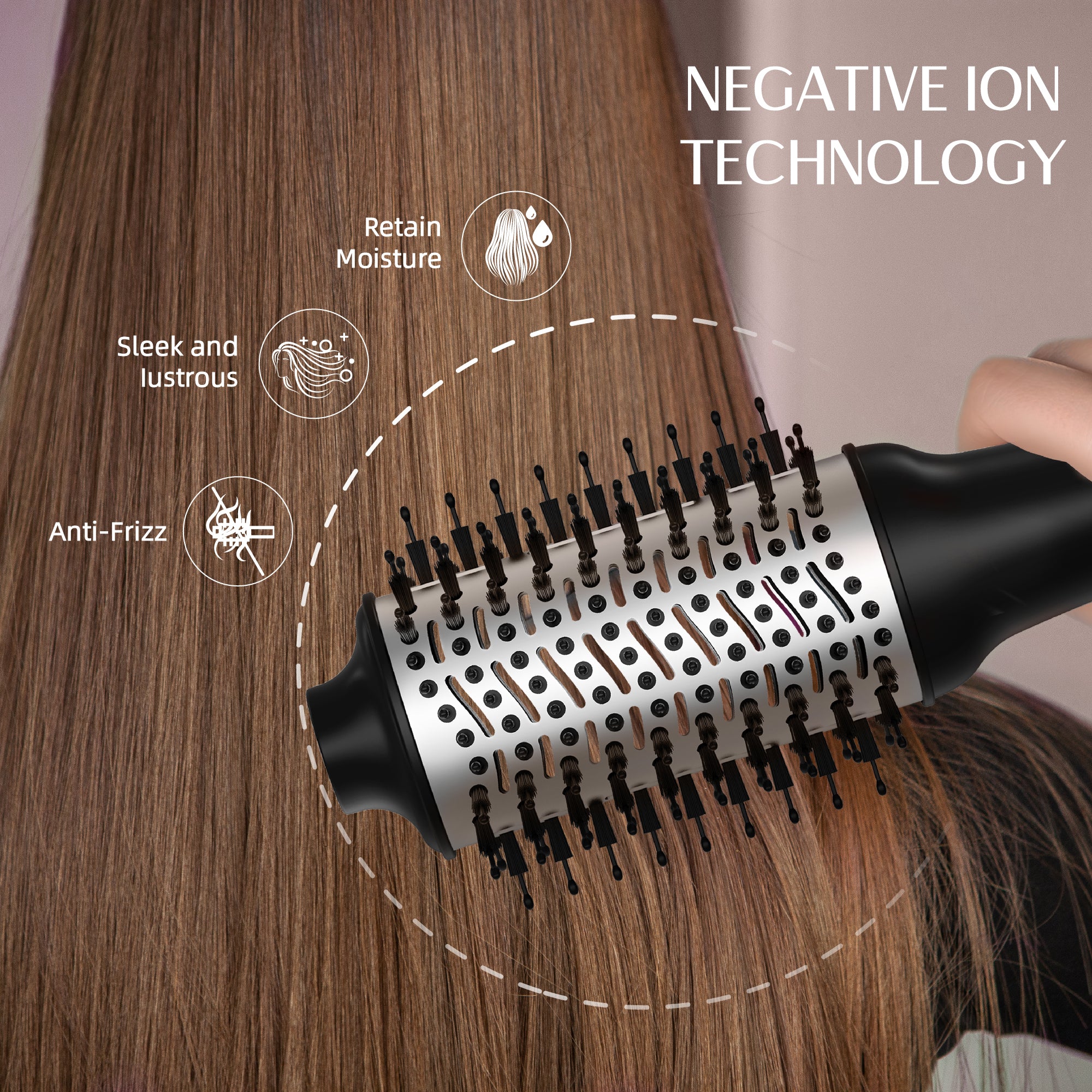 SKIMI Hair Dryer Brush, Black Blow Dryer Brush, Curly, Dry, Oval Hot Air Brush