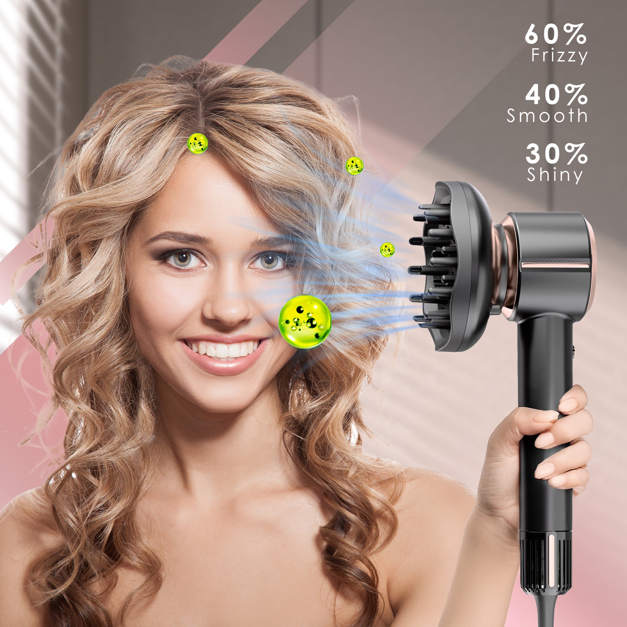 NICEBAY Hair Dryer Ionic, 110,000 RPM High-Speed Brushless Motor, Hair Blow Dryer with Diffuser