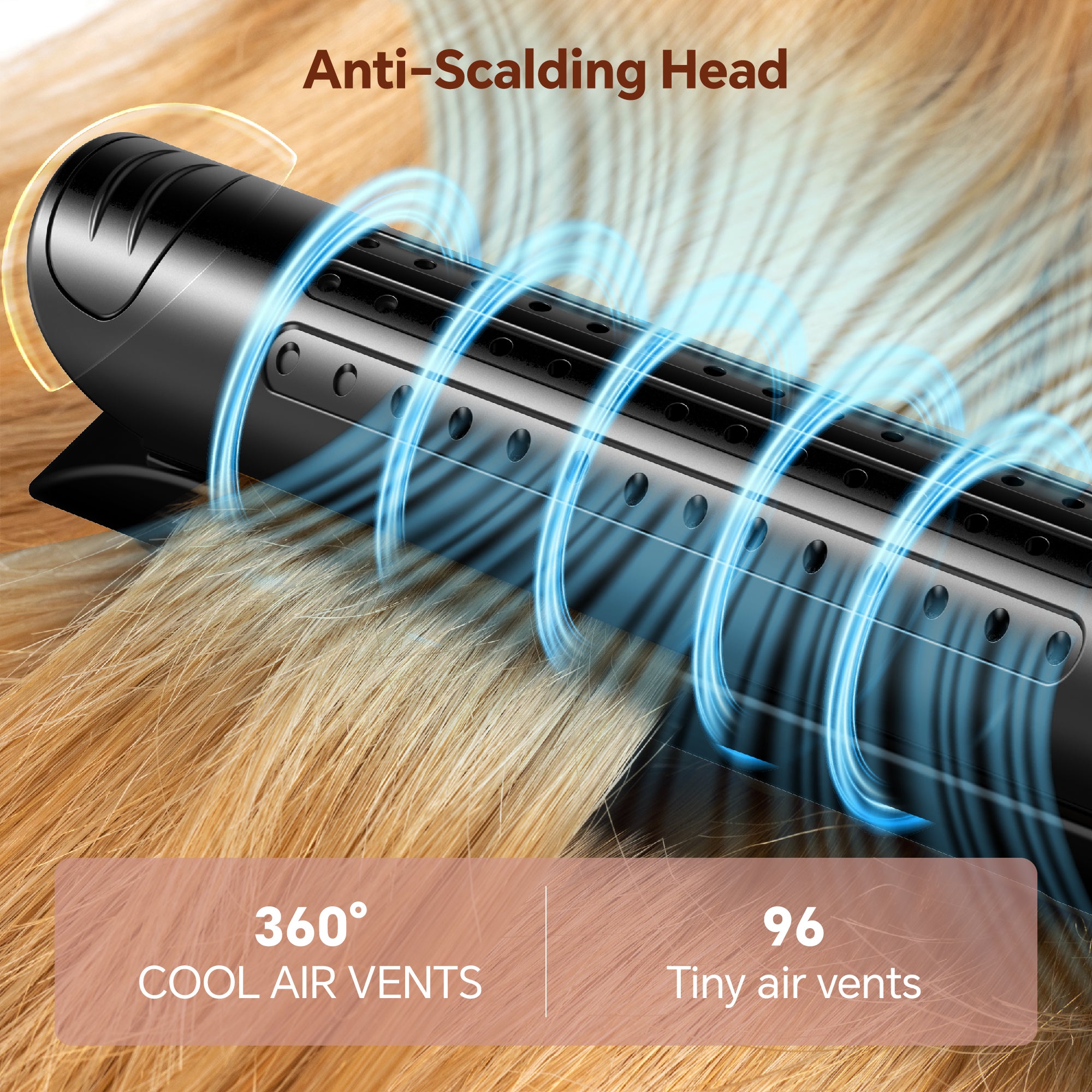 Nicebay Airflow Styling, Hair Straightener, 1 inch Curling Wand Cool Air Vent, 5 Temp, Dual Voltage