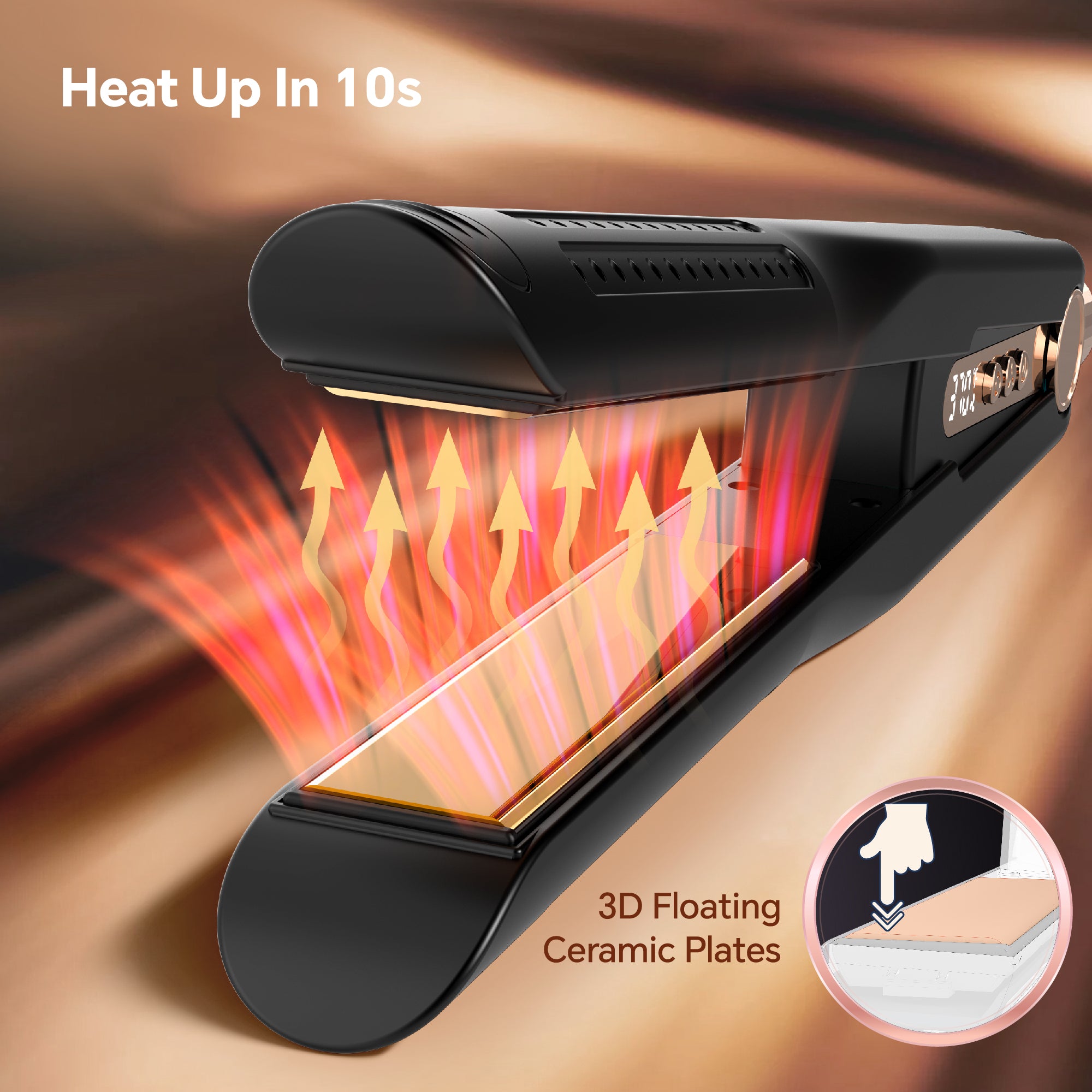 Nicebay Airflow Styling, Hair Straightener, 1 inch Curling Wand Cool Air Vent, 5 Temp, Dual Voltage